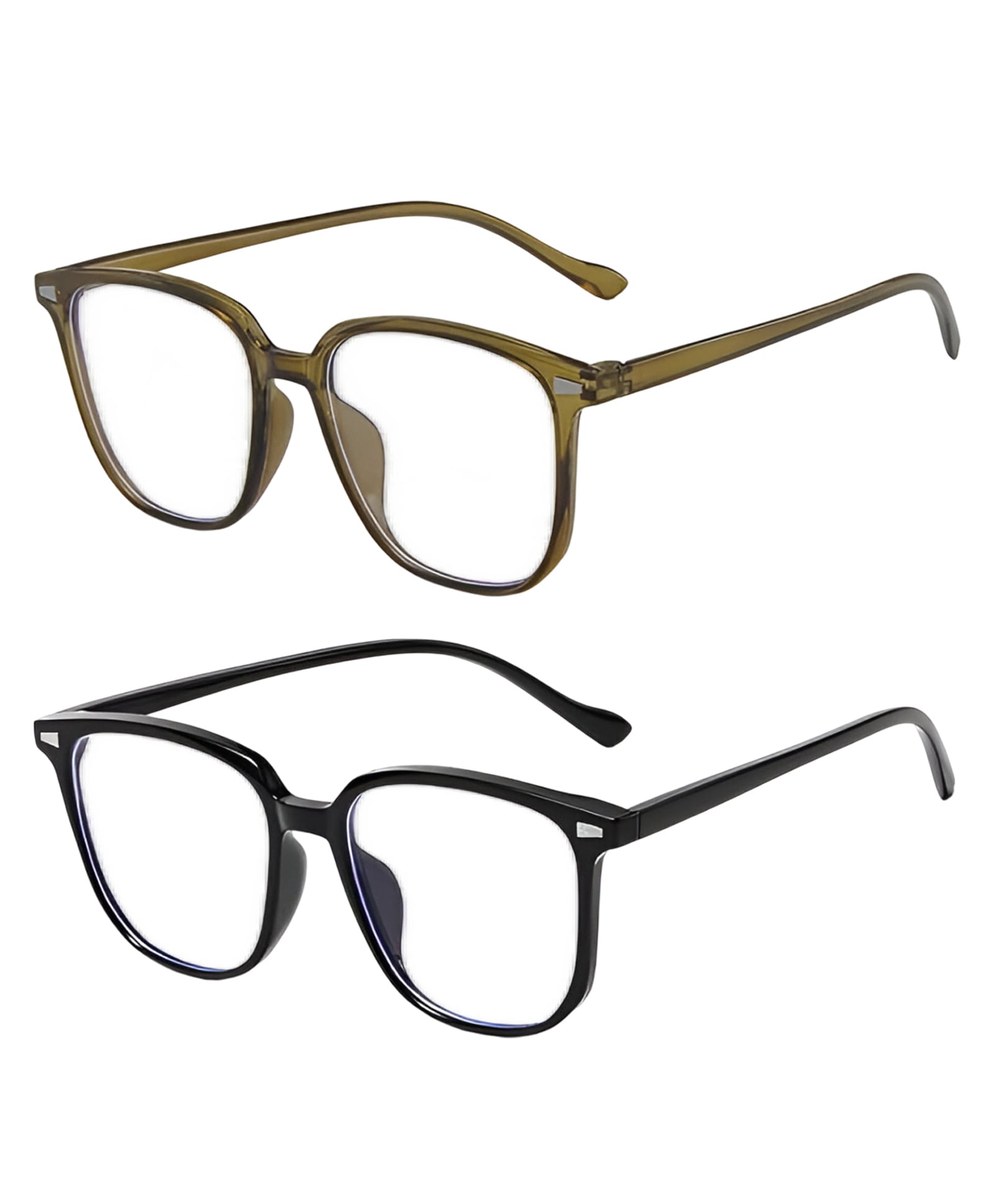 SYGA Pack of 2 Anti-Blue Light Radiation Flat Glasses for Women (Transparent Tea & Glossy Black)-image-41