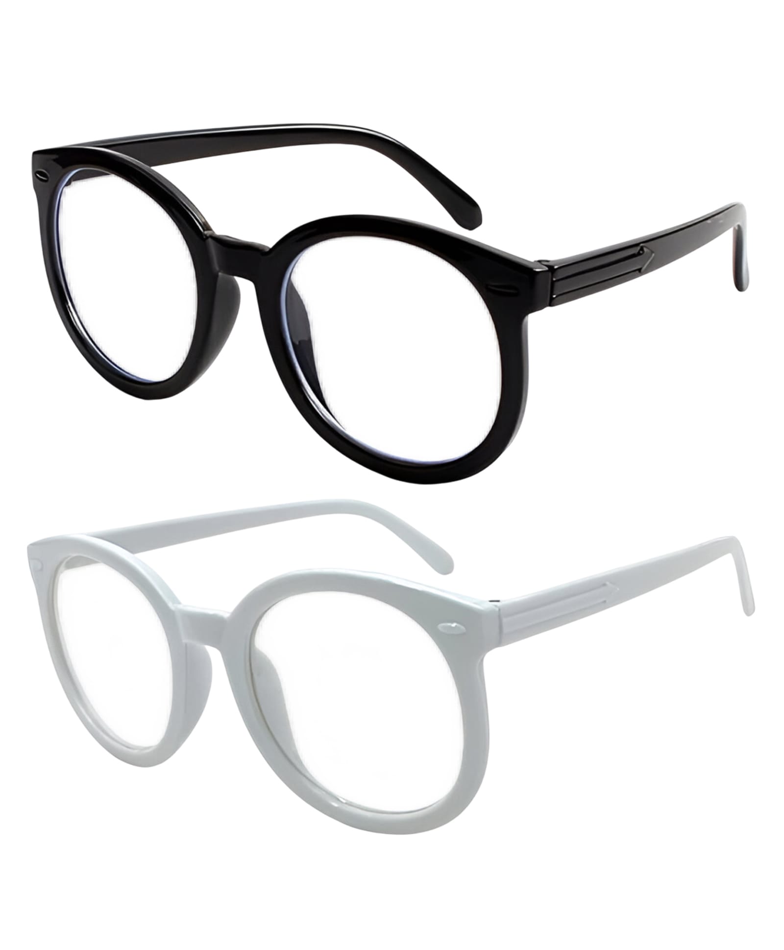 SYGA Pack of 2 Women Anti-Blue Light Radiation Ins High-Value Plain Glasses (Black & White)-image-11