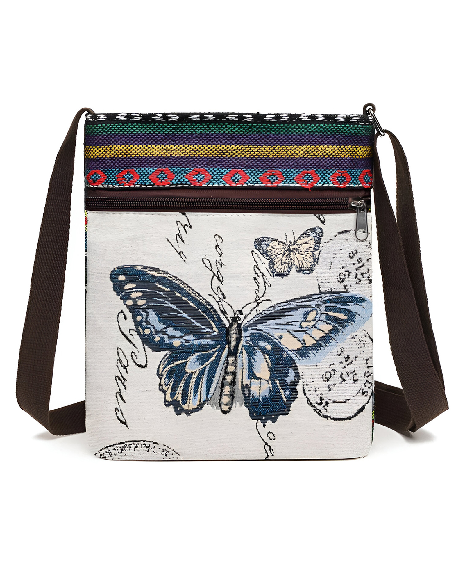 SYGA Women's Jacquard Cloth Material With Butterfly Pattern, Sling Bag (Blue)-picture-12