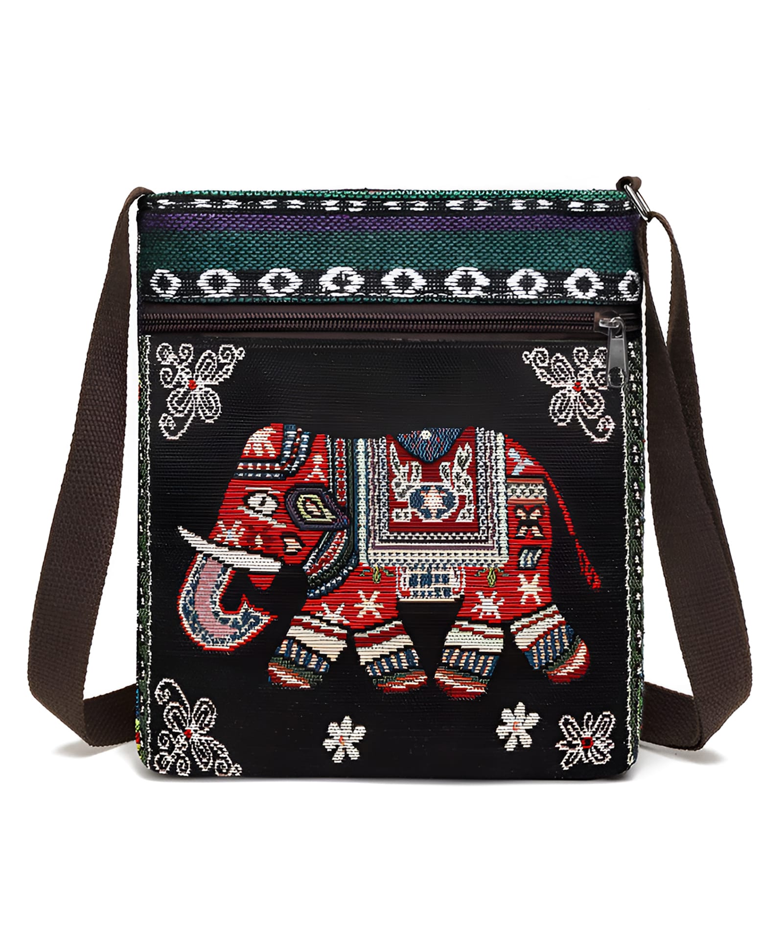 SYGA Women's Jacquard Cloth Material With Elephant Pattern, Messenger Bag (Black)-image-40