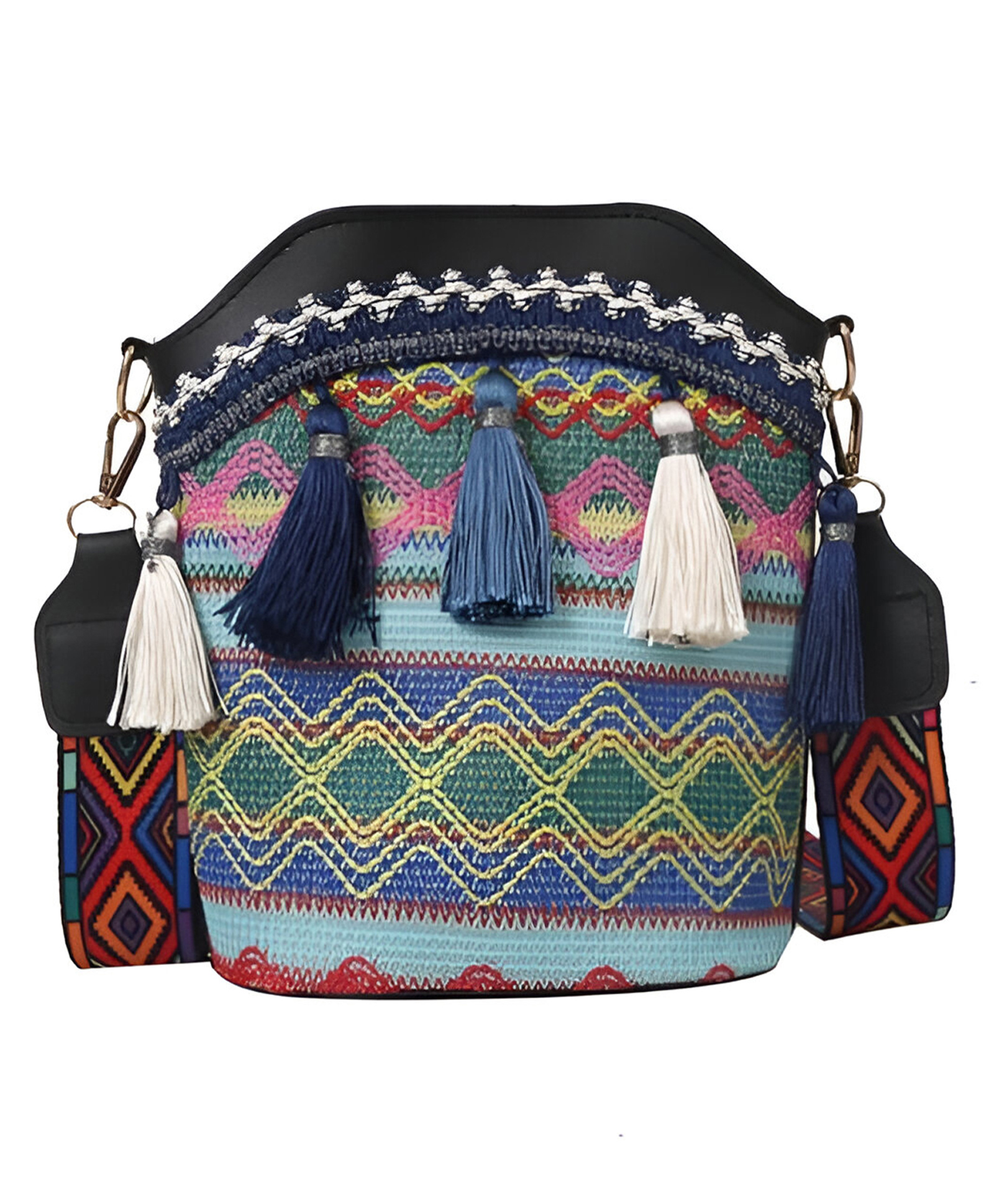 SYGA Sling Bag For Women's Pu Material With Bucket Type, Crossbody Ethnic Style Bag (Black)-picture-14
