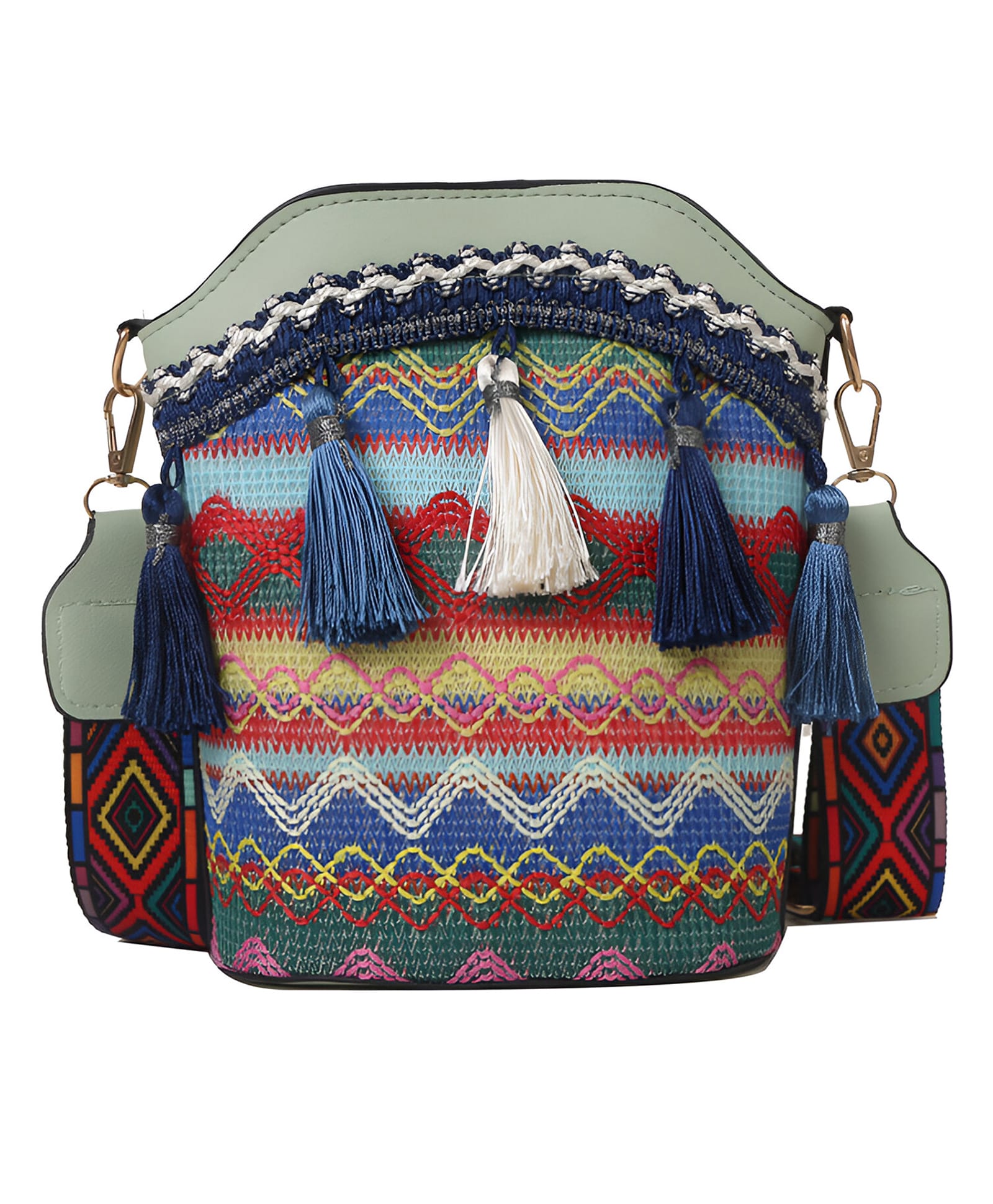 SYGA Sling Bag For Women's Pu Material With Bucket Type, Crossbody Ethnic Style Bag (Green)-picture-11