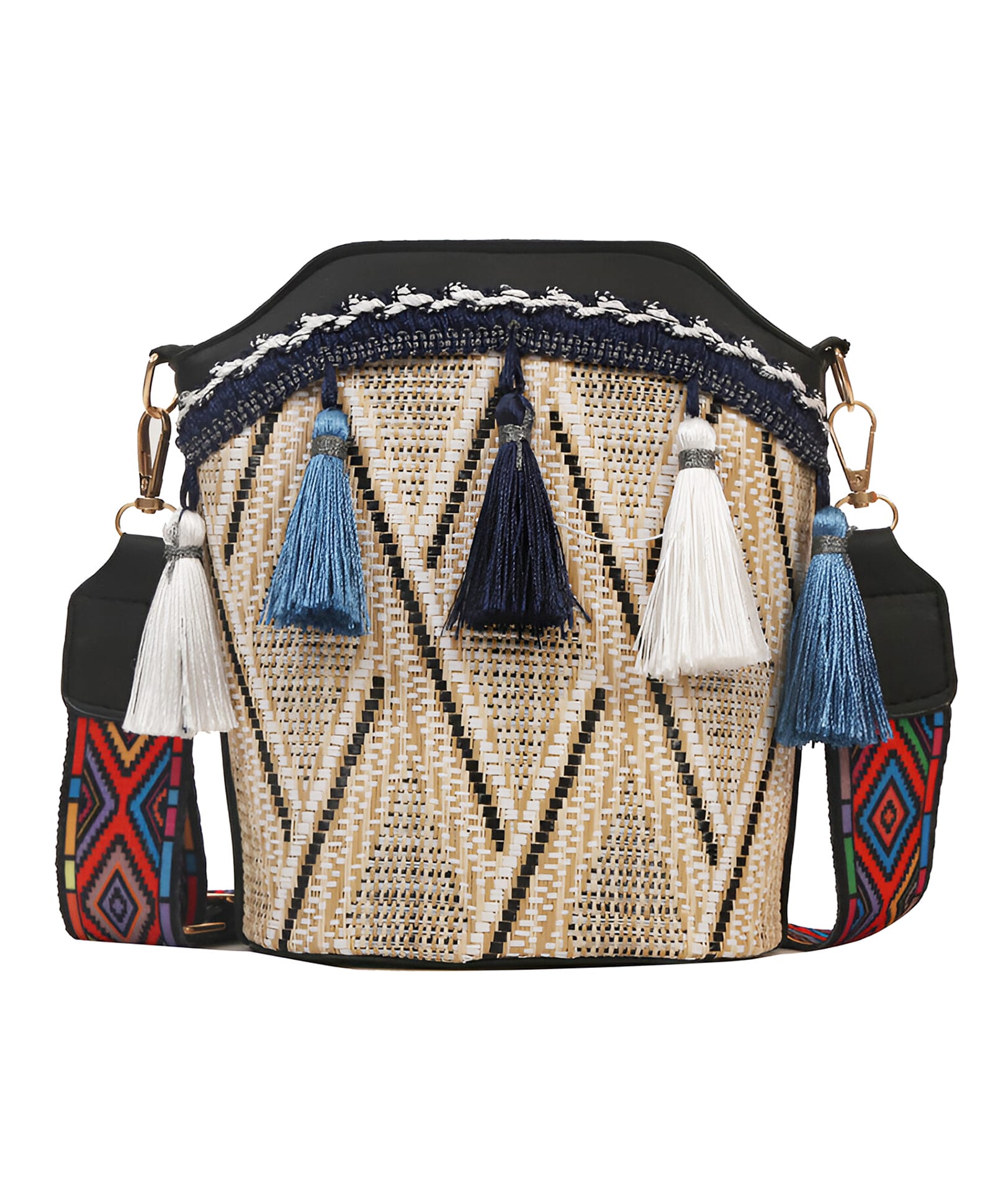 SYGA Women's Pu Material With Bucket Type, Sling Bag (Beige Striped-Style)-image-5