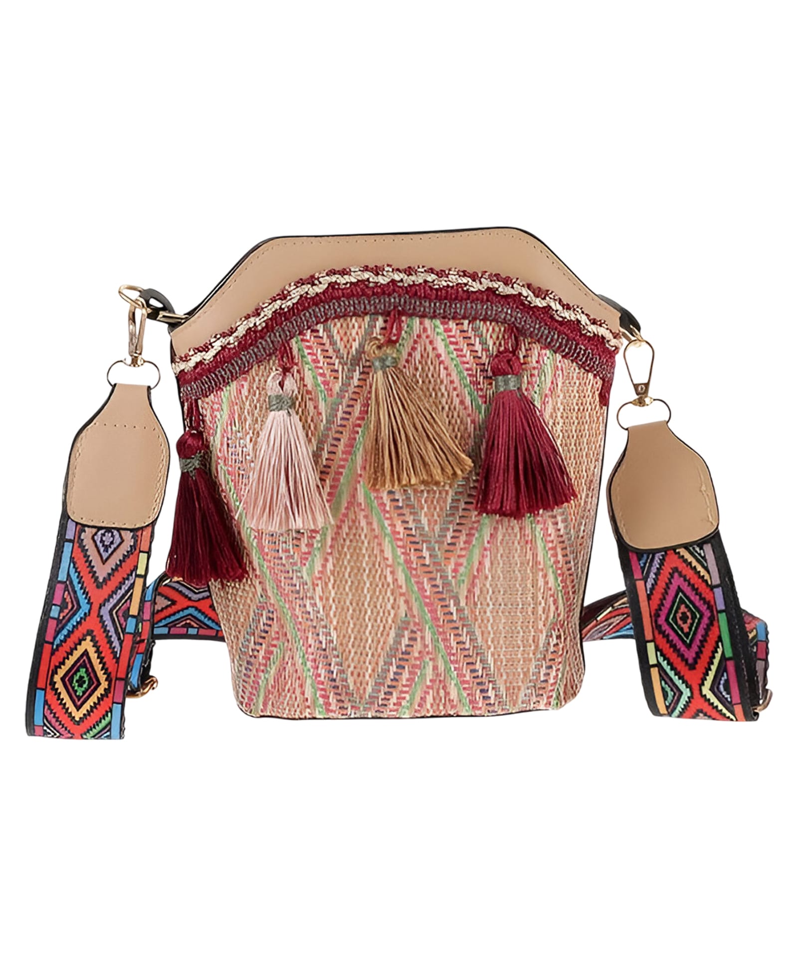 SYGA Women's Pu Material With Bucket Type, Sling Bag (Rose Redstriped-Style)-picture-21