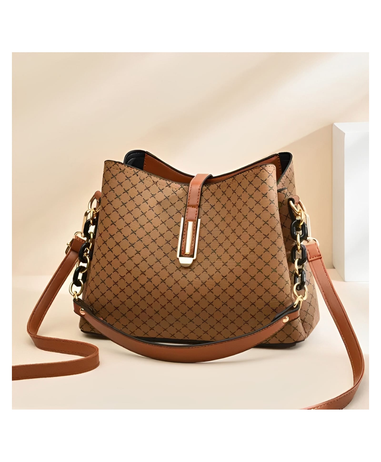 SYGA Women's Pu Material With Bucket Type, Sling Bag (Dark Khaki)-picture-22