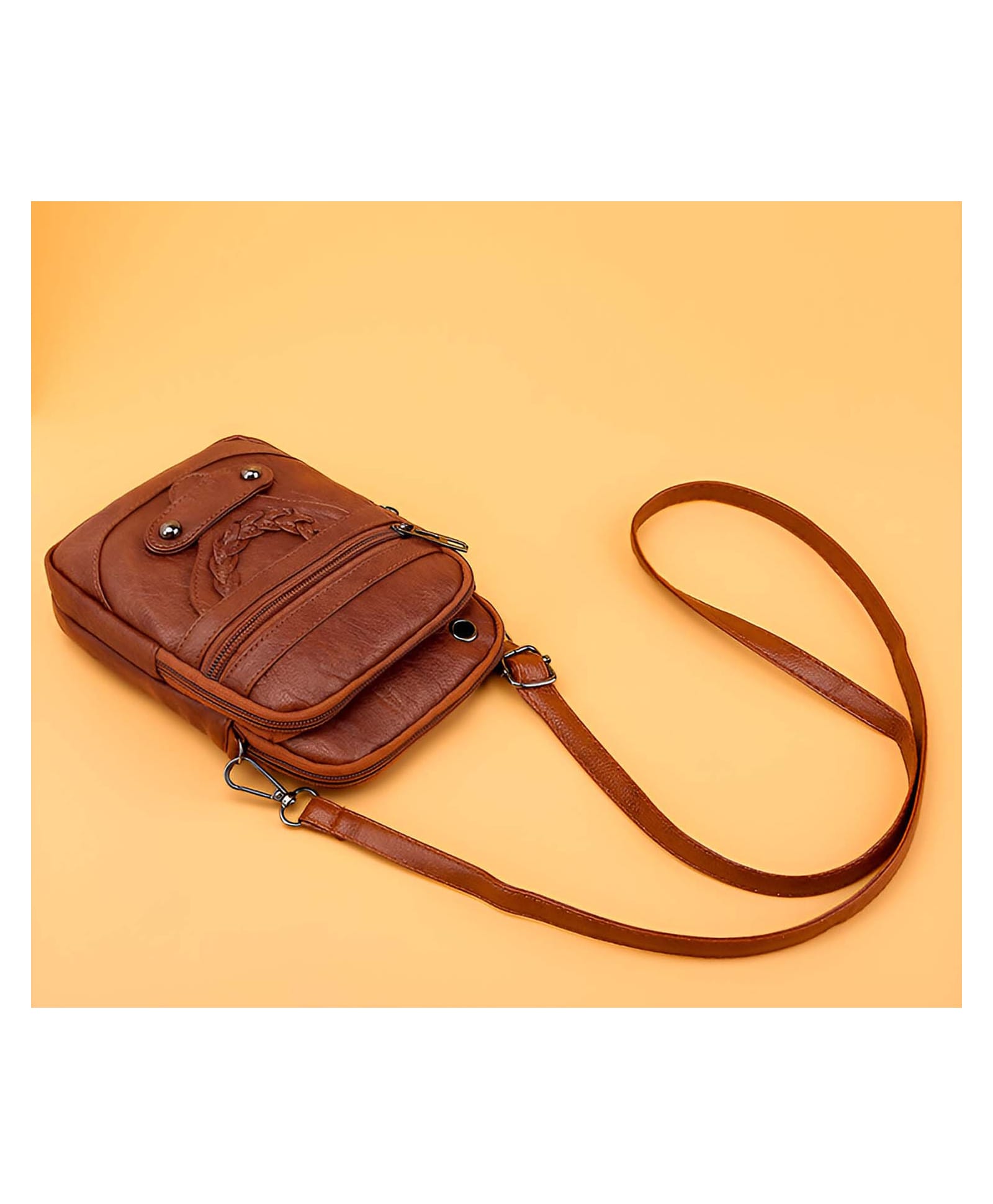 SYGA Women's Pu Leather Material With Western Style Pattern, Sling Bag (Brown)