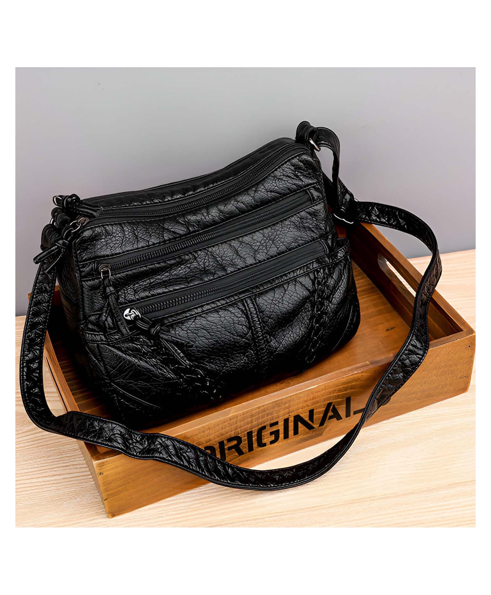 SYGA Women's Pu Leather Material with Trendy Style, Sling Bag (Black)