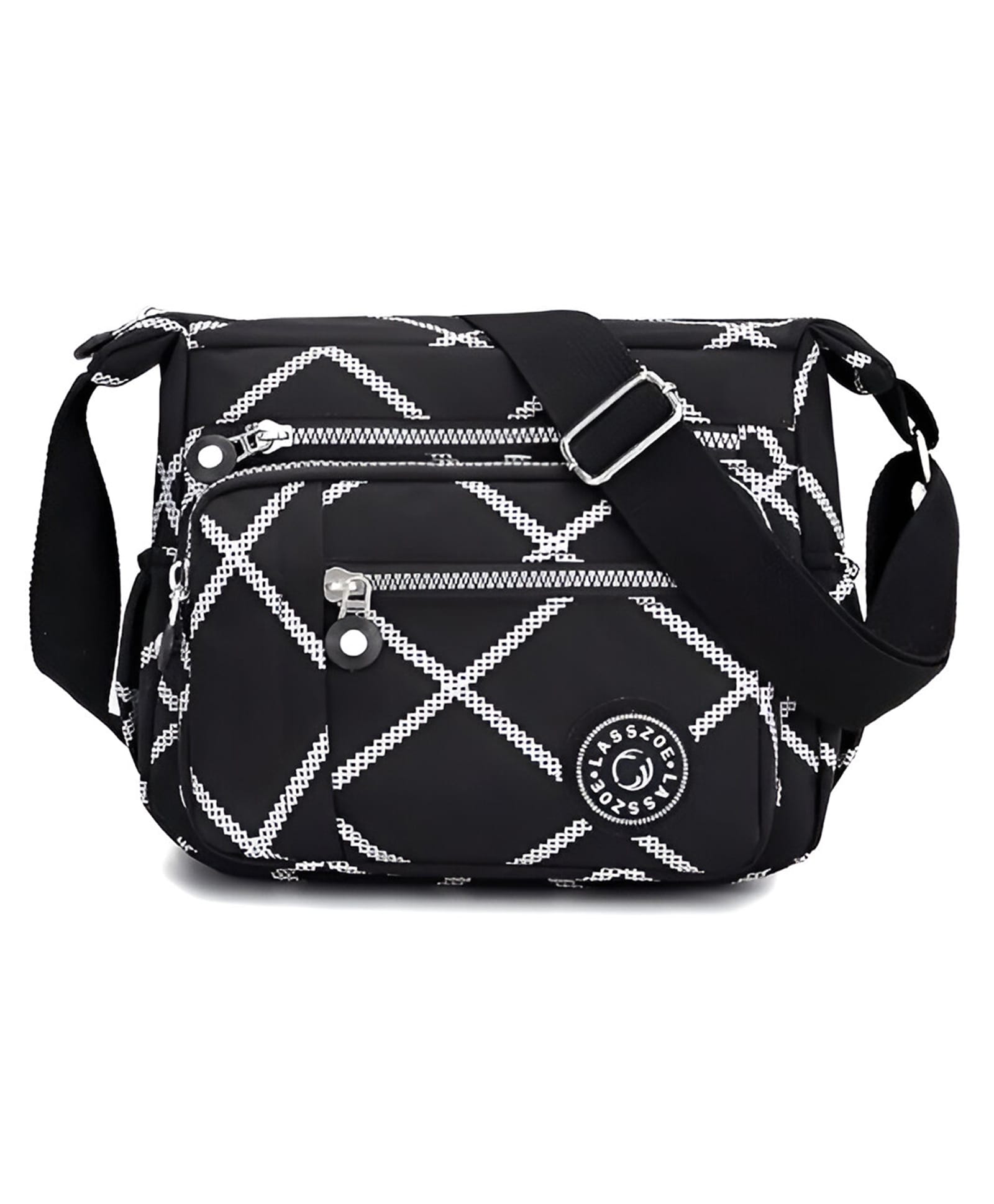 SYGA Women's Nylon Material With Printed Design, Sling Bag (Black)-picture-21