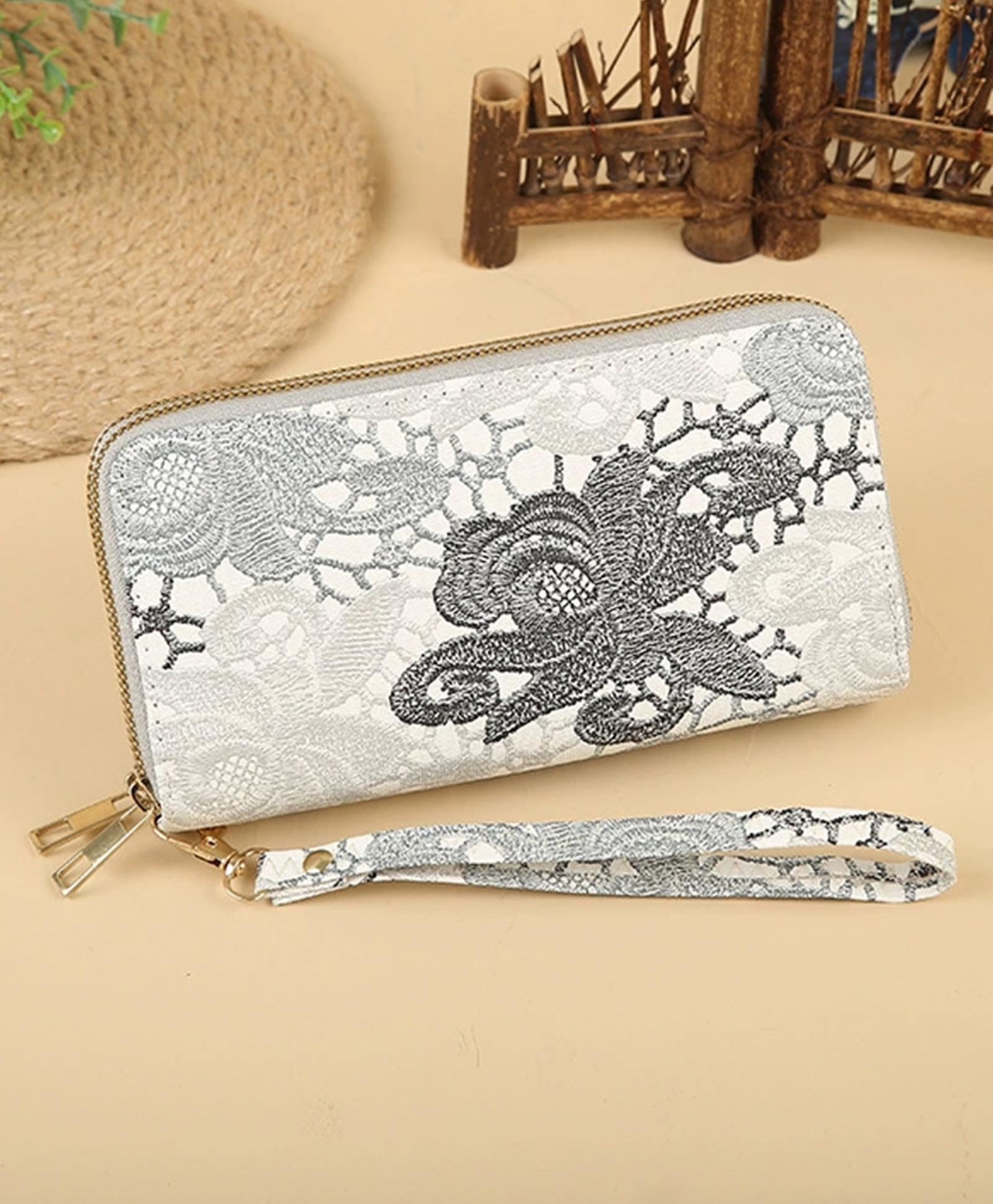 SYGA Women's Zip-Around Wallet with Flower Pattern, Card and Coin Holder(STYLE-01)-image-2