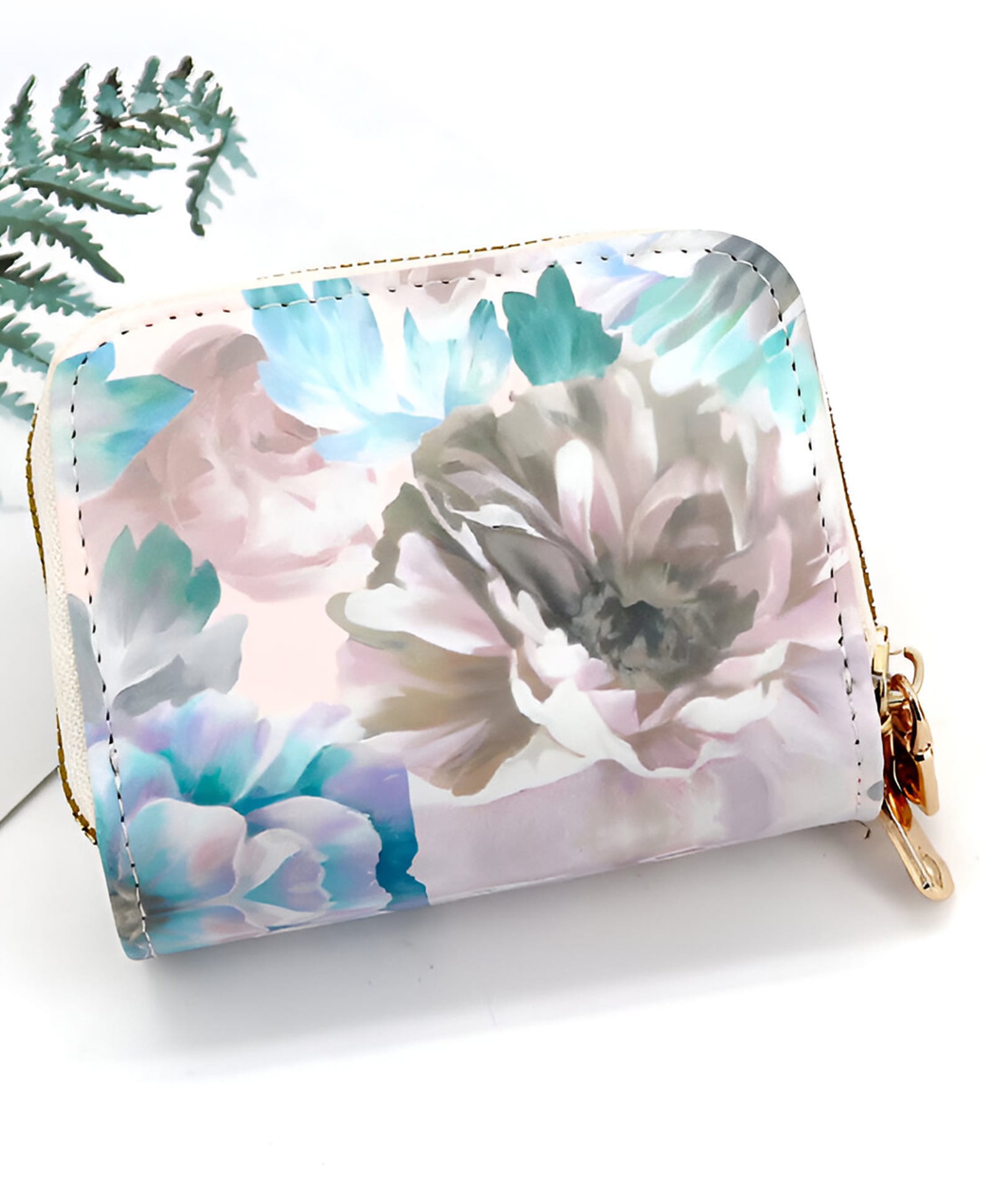 SYGA Women's Zip-Around Wallet with Flower Pattern, multi-card slots and Coin Holder(Green)-image-4