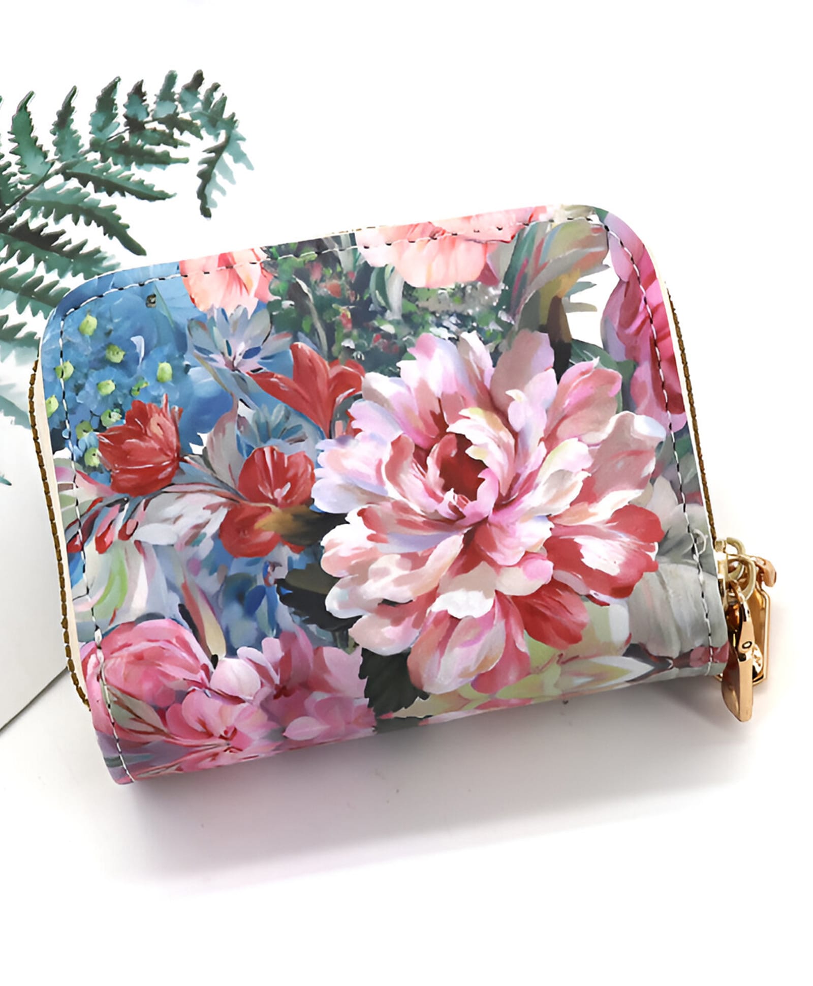 SYGA Women's Zip-Around Wallet with Flower Pattern, multi-card slots and Coin Holder(Red])-image-27
