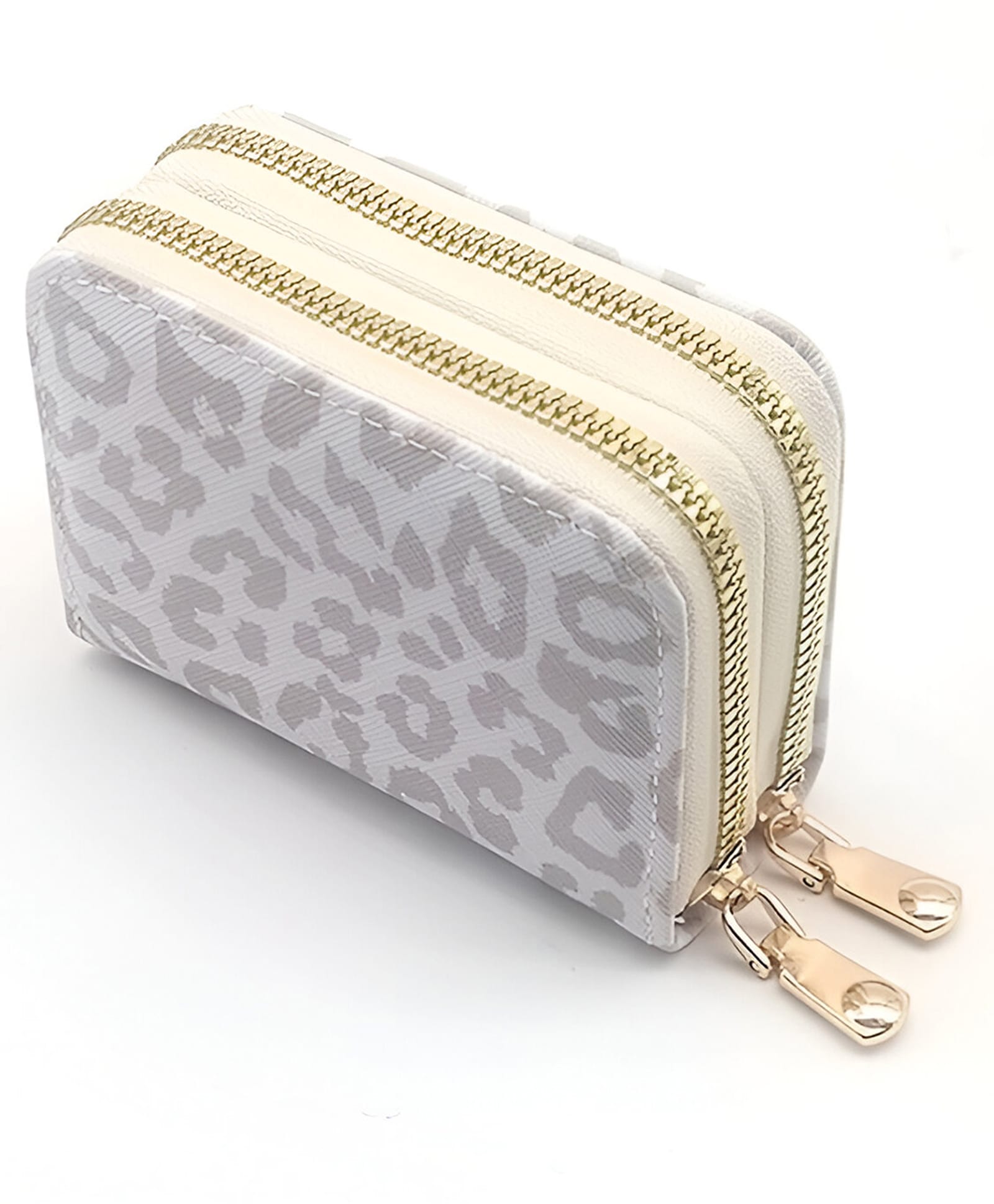 SYGA Women's Zip-Around Wallet with Flower Pattern, multi-card slots and Coin Holder(Leopard Beige)-image-5