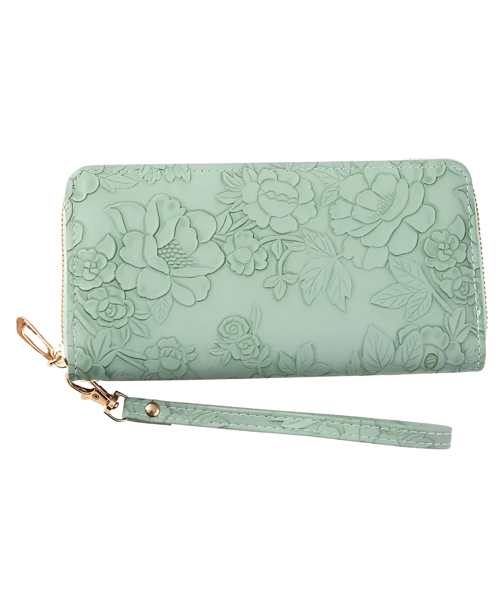 SYGA Women's PVC Material , Zip-Around Wallet with Flower Pattern, Card and Coin Holder(Green)-image-4