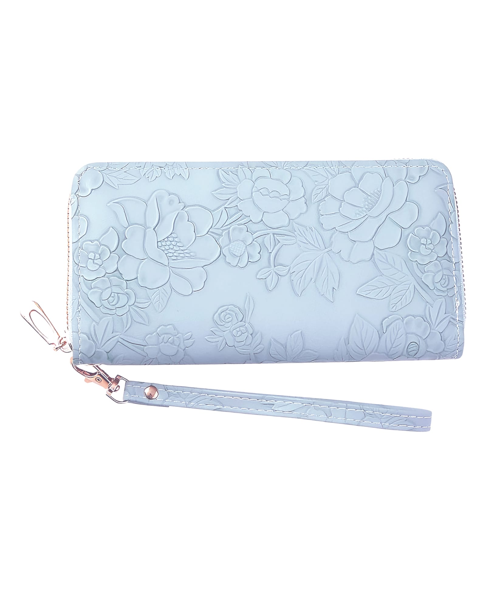 SYGA Women's PVC Material , Zip-Around Wallet with Flower Pattern, Card and Coin Holder(Blue)-image-4