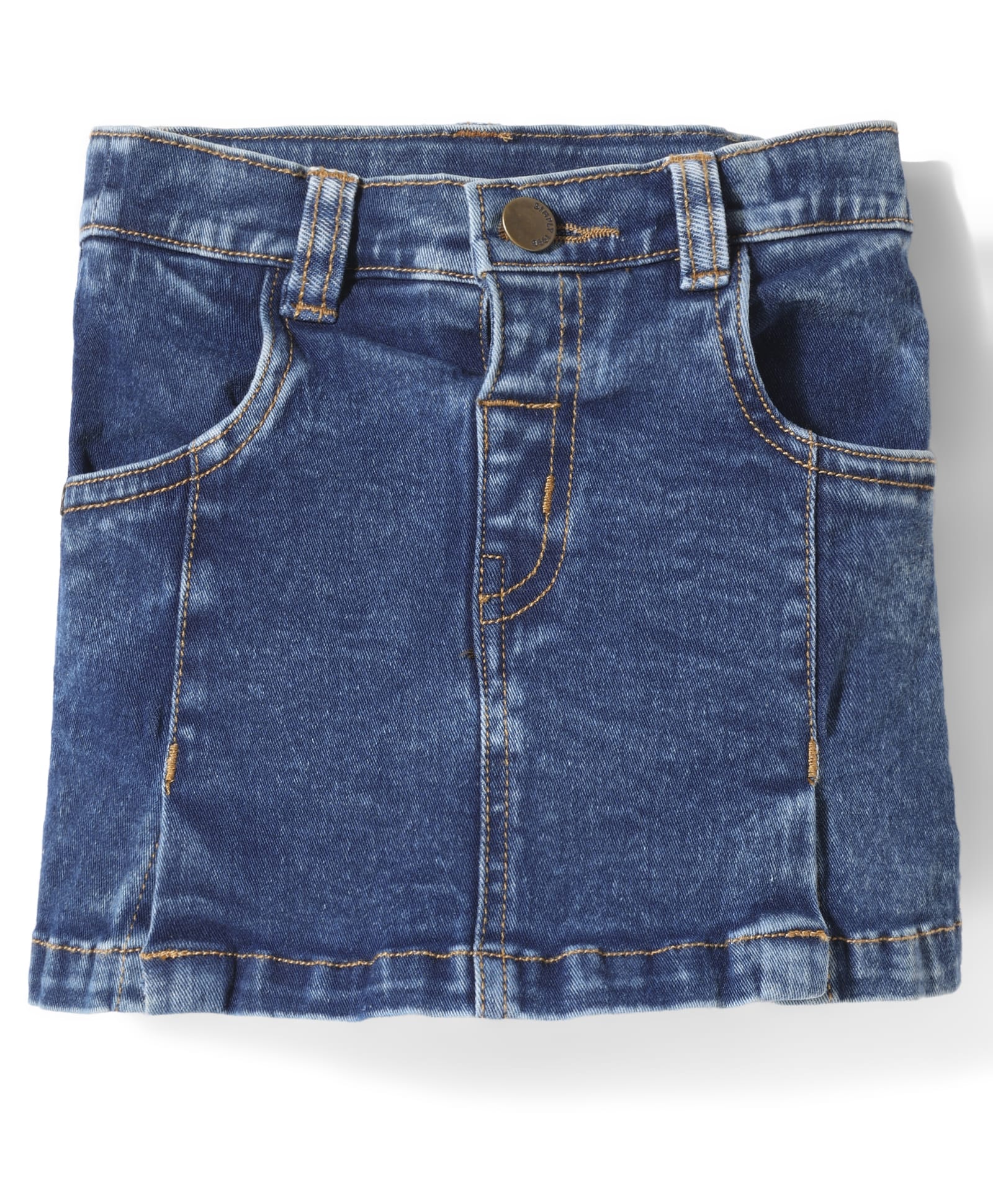 Simply Premium Denim Knee Length Washed Skirt - Navy Blue-picture-4