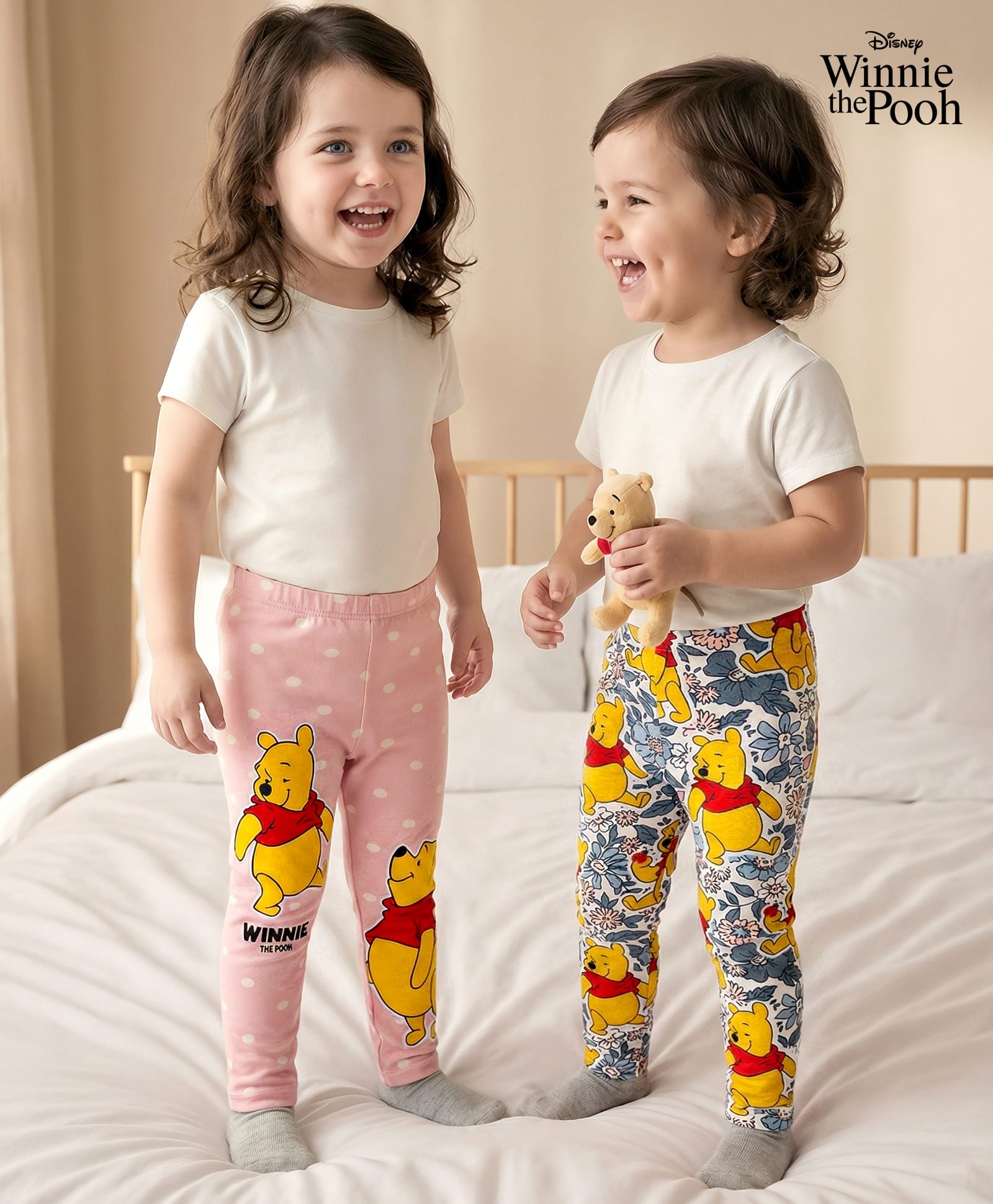 Babyhug Disney Lycra Knit Full Length Leggings with Winnie The Pooh Graphics Pack of 2 - Multicolor-picture-17