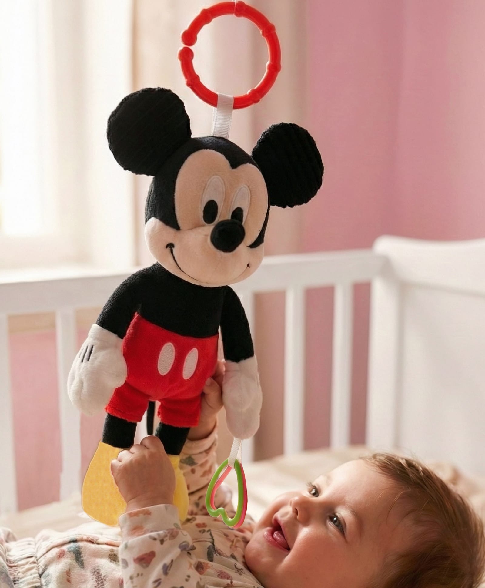 Babyhug Disney Mickey Mouse Activity Plush Hanging Toy with Teether, Rattle & Crinkle Ear| Toy for Crib, Stroller & Car Seat| Supports Sensory Development| BIS Certified - Height 30 cm-picture-24