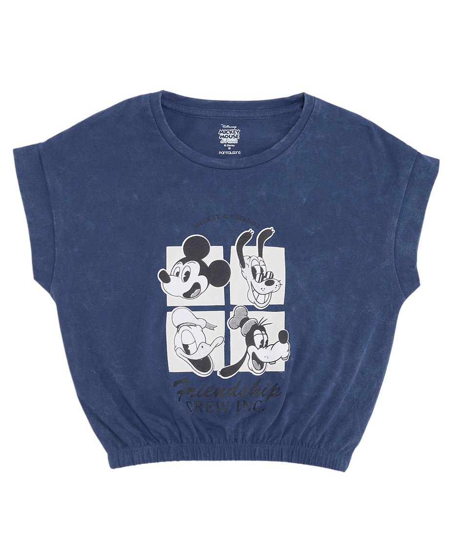 Pantaloons Junior Cotton Mickey & Friends Featuring Short Sleeves Characters Printed Top - Whispy Blue-picture-10