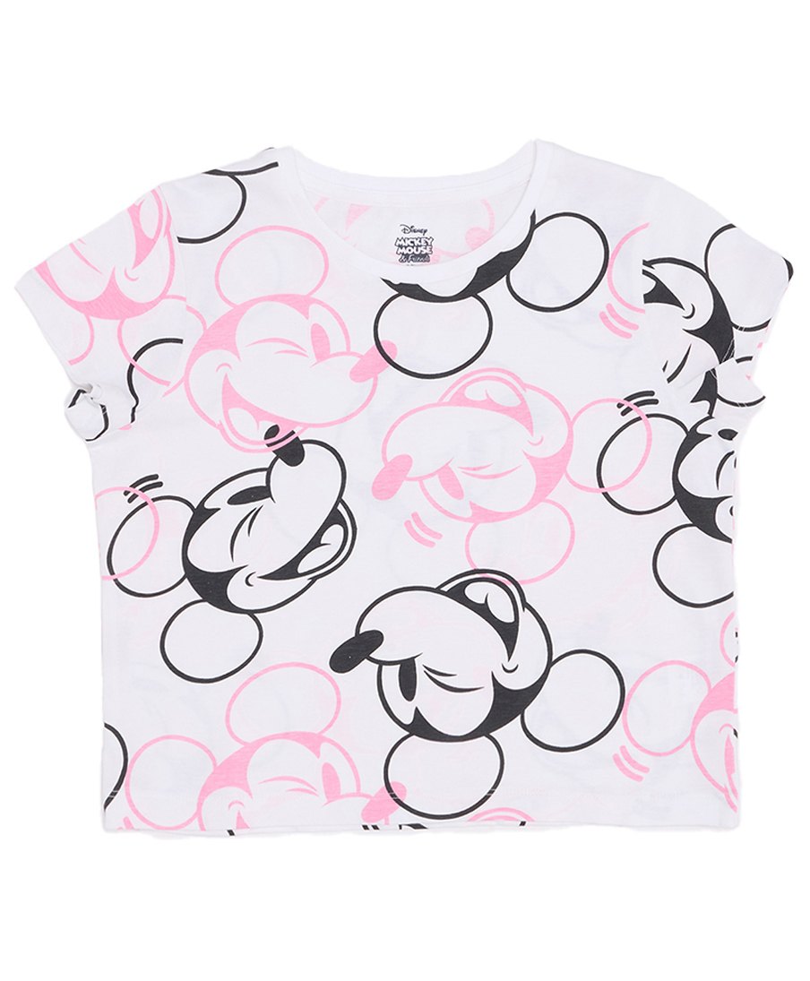 Pantaloons Junior Cotton Mickey Mouse Featuring Short Sleeves Character Printed Top - Bright White-picture-13