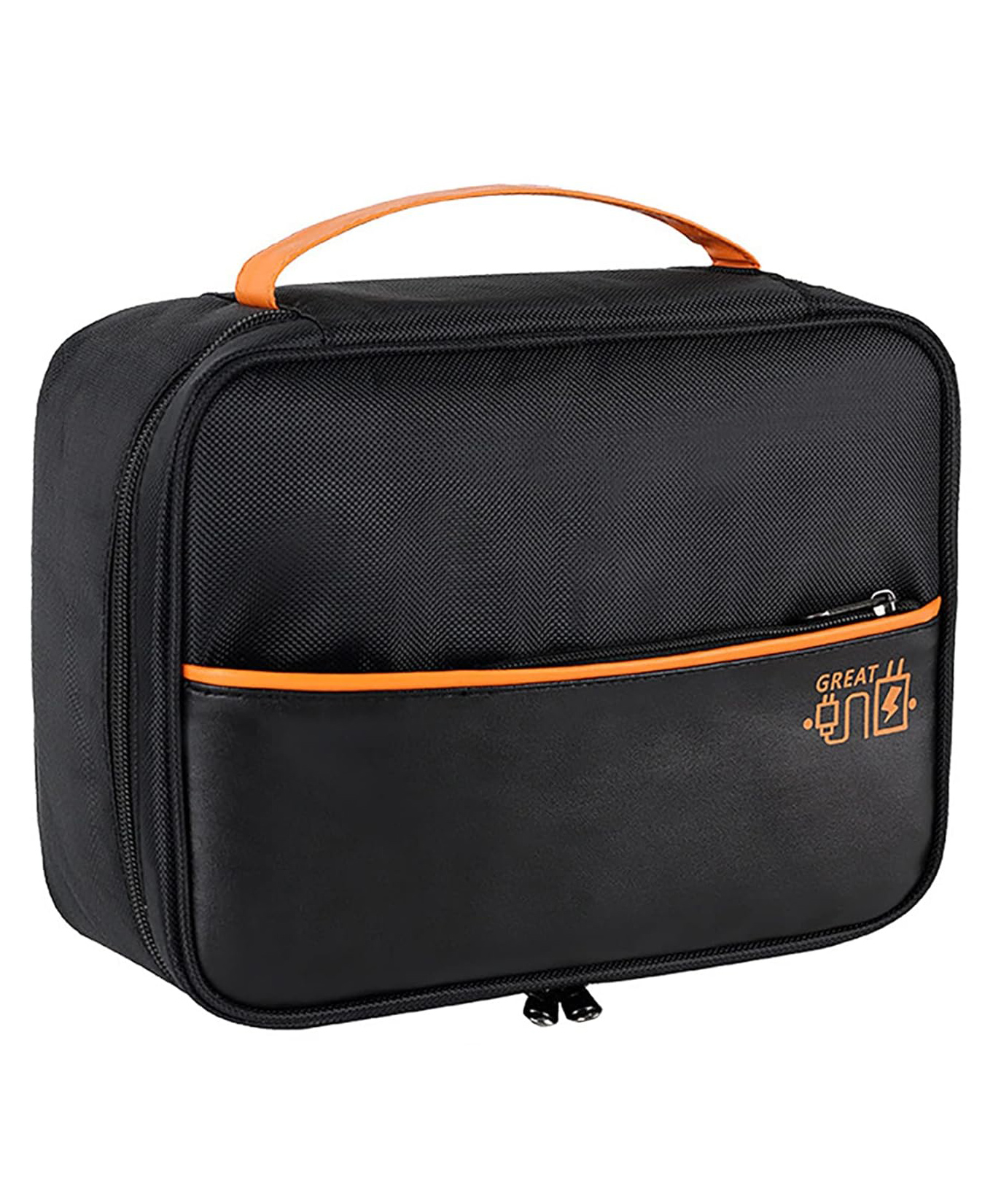 House of Quirk Electronics Travel Organizer Single Layer Cable Organizer Bag Phone Power Bank Hard Drive - Black-image-2