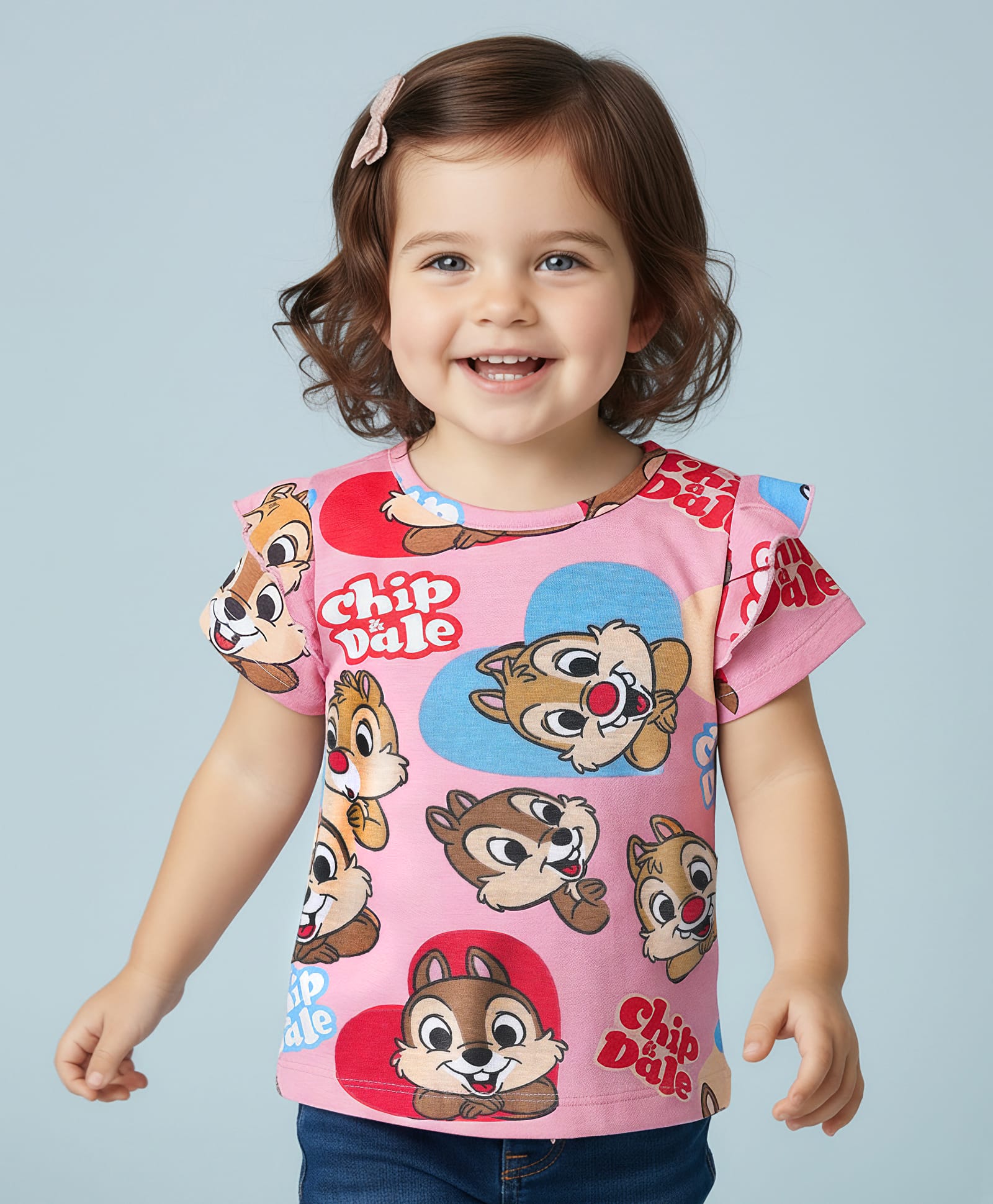 Babyhug Disney Single Jersey Knit Half Sleeves T-Shirt with Chip n Dale Graphics - Pink-image-42