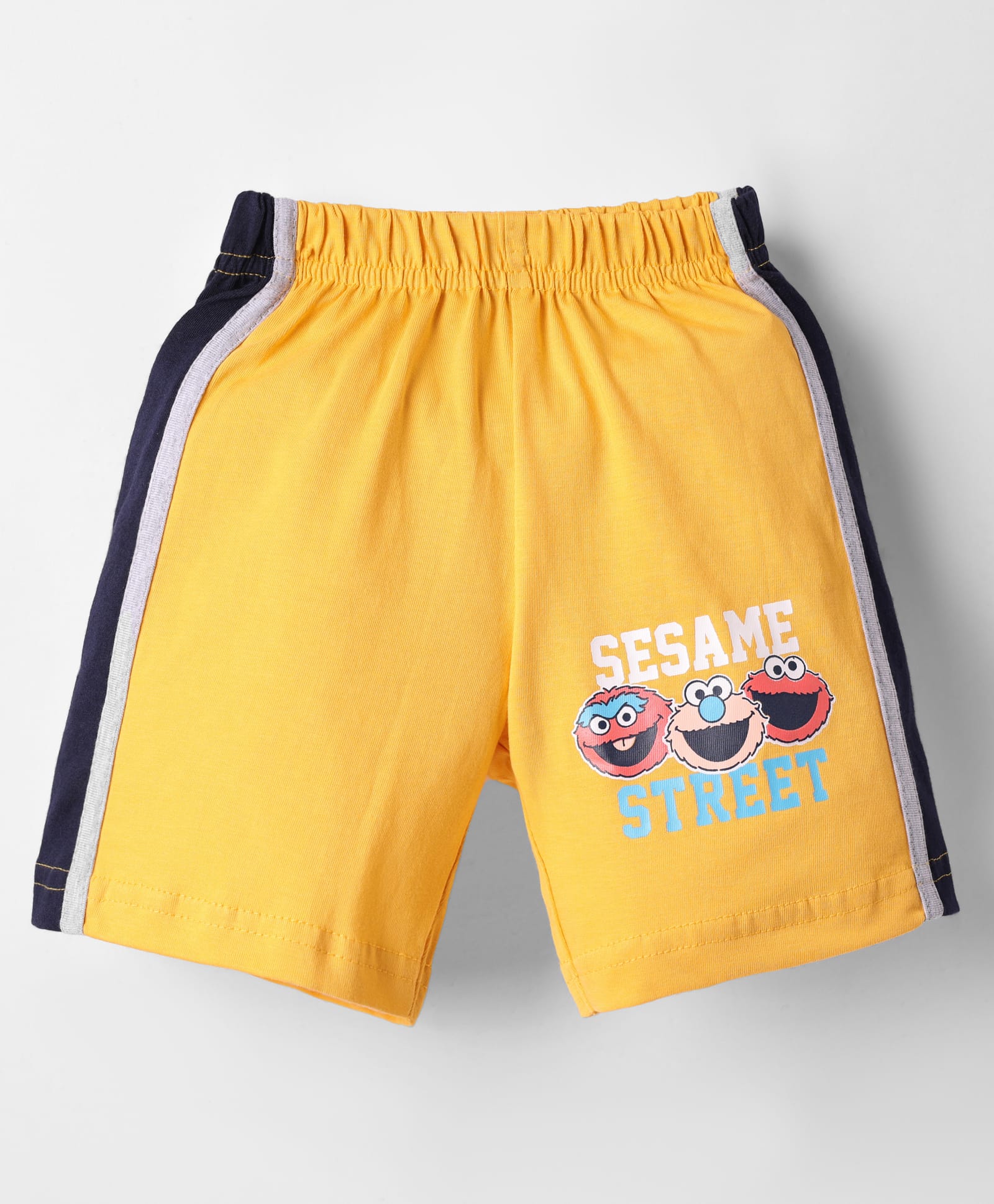 Taeko Single Jersey Knit Knee Length Shorts With Sesame Street Graphics - Yellow-picture-31
