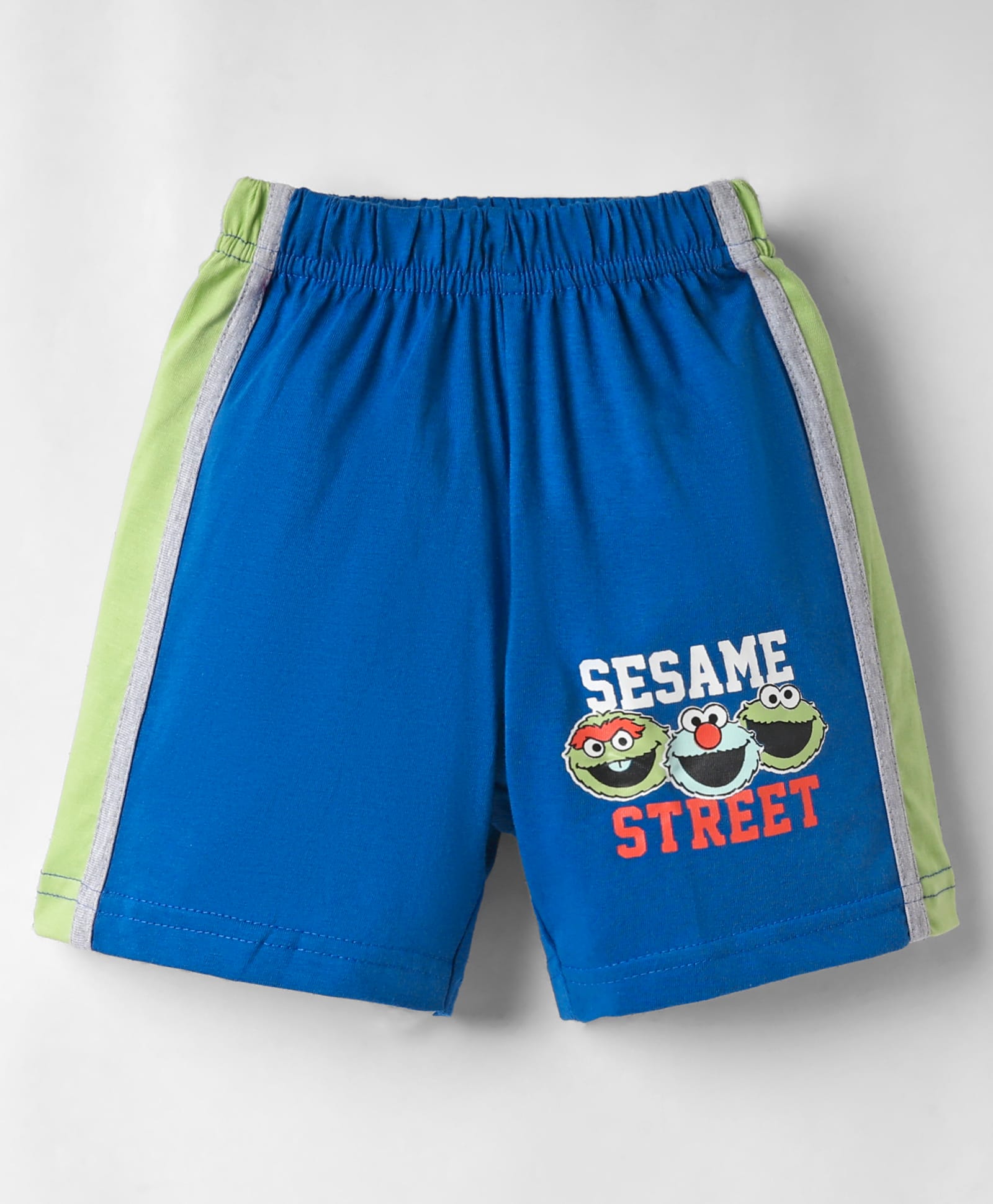 Taeko Single Jersey Knit Knee Length Shorts With Sesame Street Graphics - Blue-picture-4