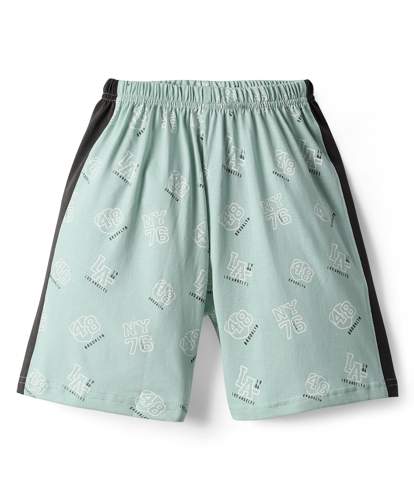 Taeko Single Jersey Knit Knee Length Shorts With Sports Theme Print - Sea Green-picture-21