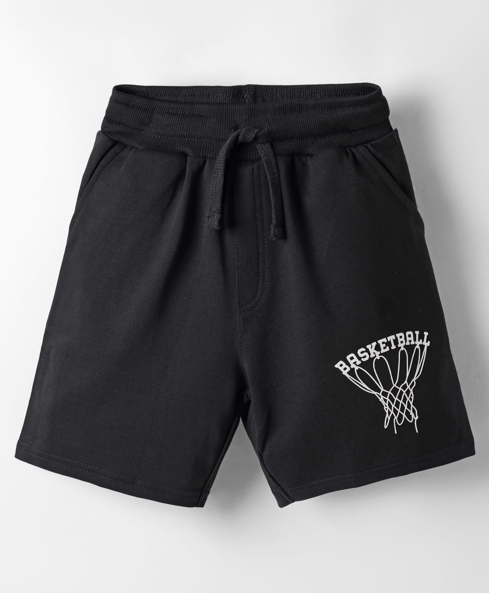 Taeko Single Jersey Knit Knee Length Shorts With Basketball Theme Print - Black-picture-11