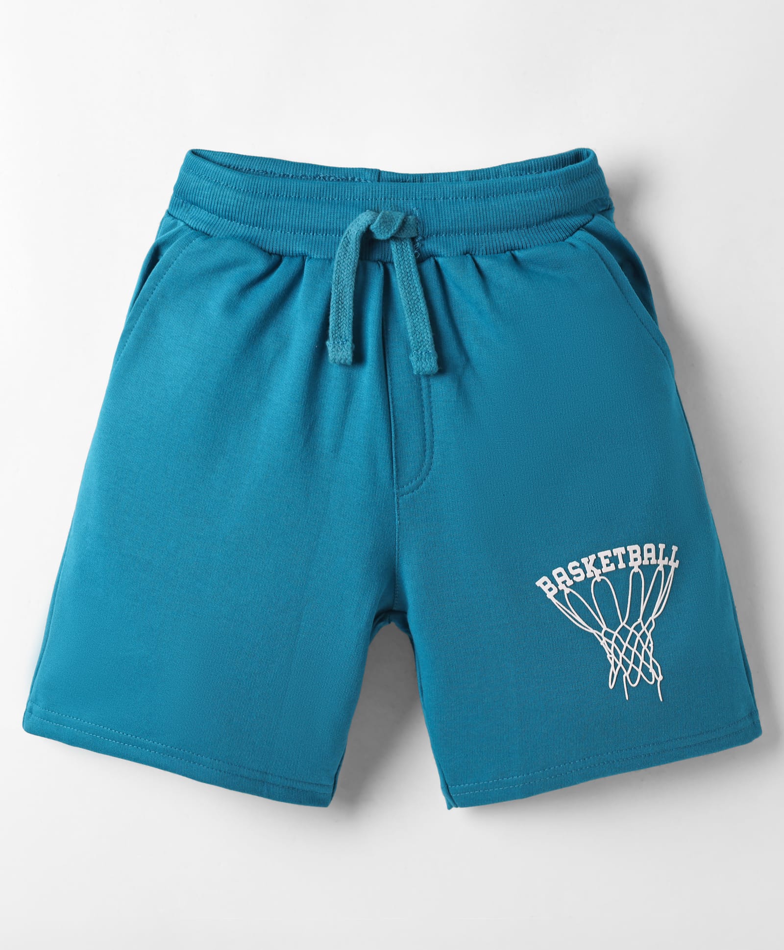 Taeko Single Jersey Knit Knee Length Shorts With Basketball Theme Print - Light Blue-picture-17