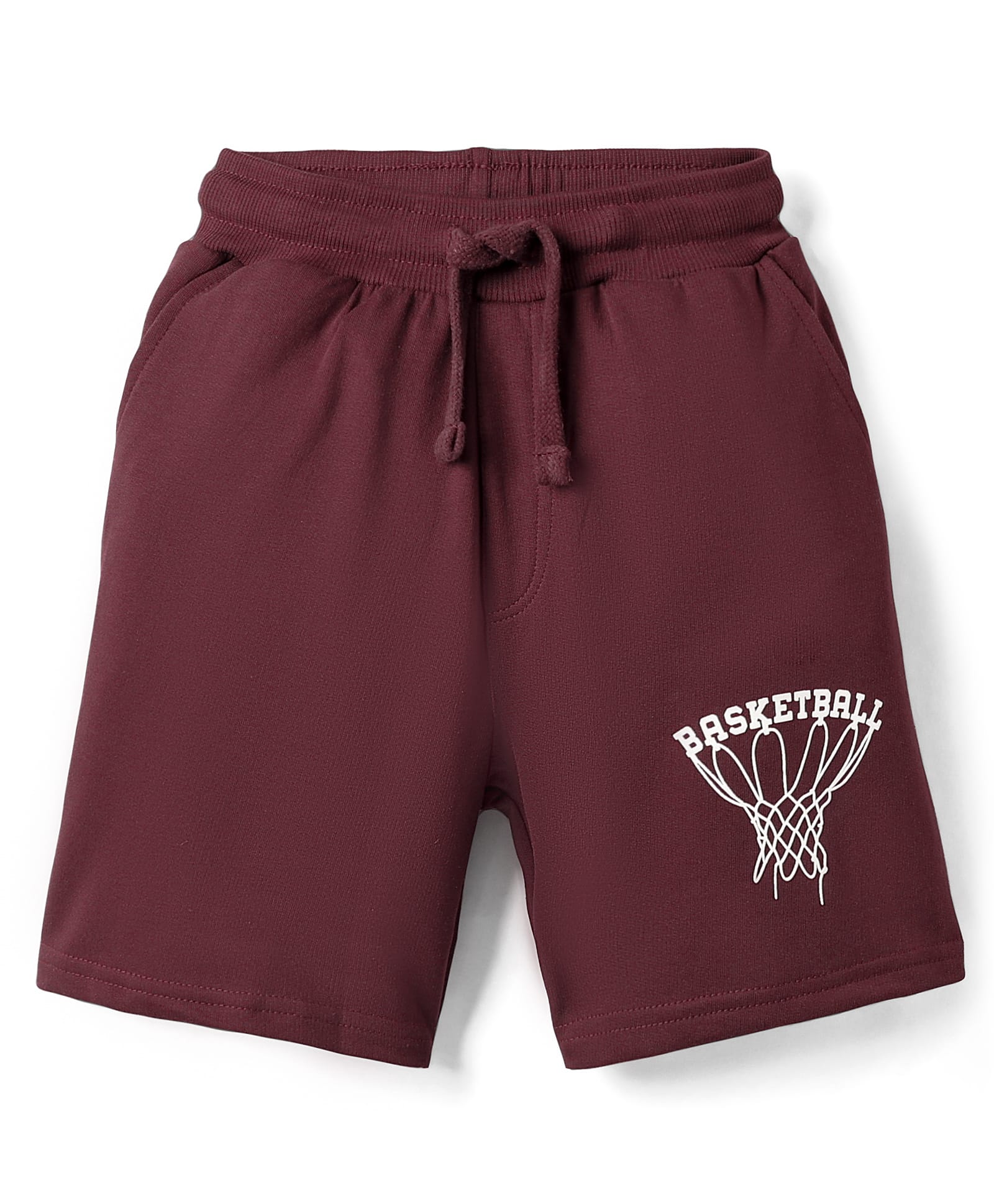Taeko Single Jersey Knit Knee Length Shorts With Basketball Theme Print - Maroon-picture-21