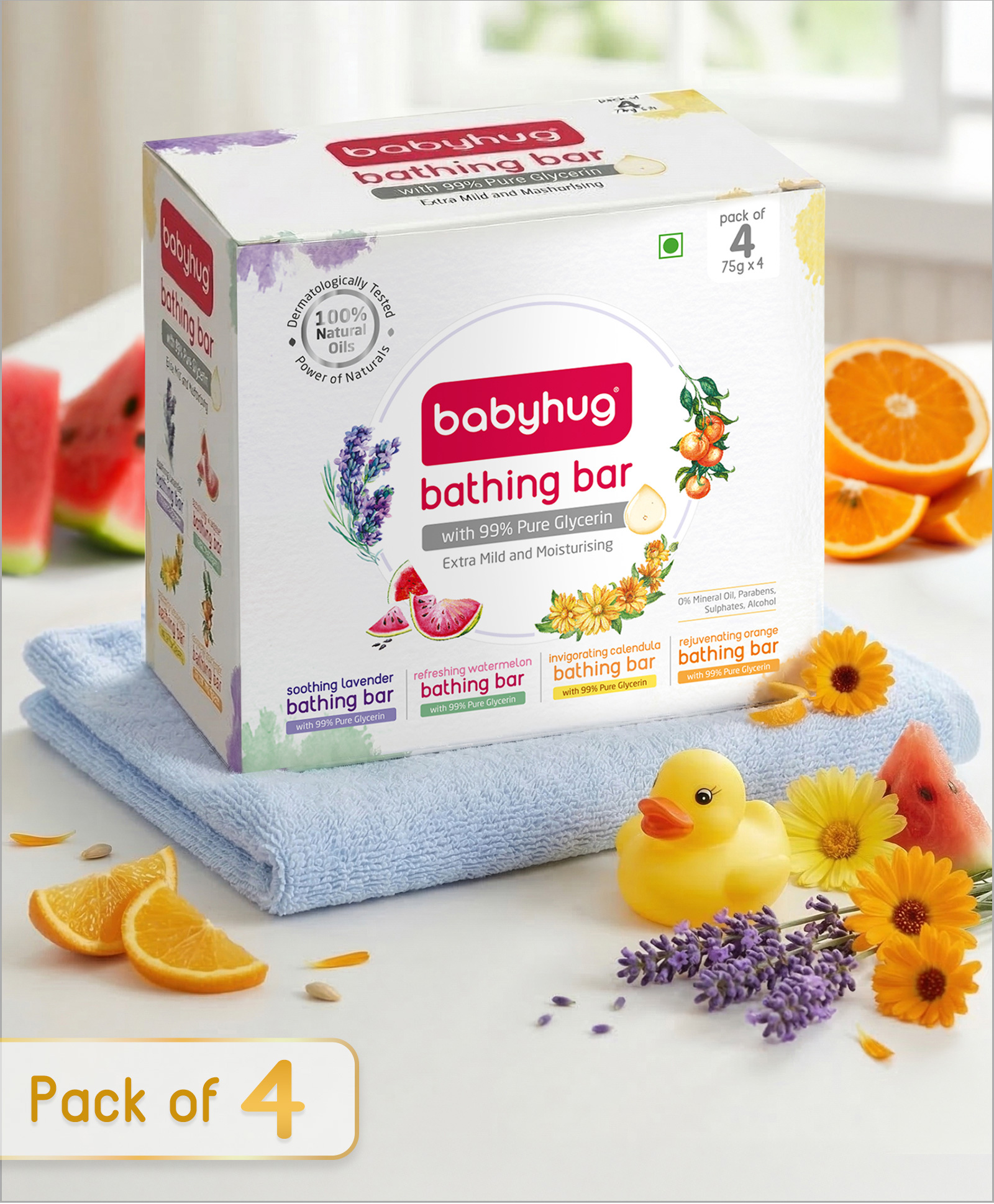 Babyhug Hydrating Bathing Bars with 99% Pure Glycerin & Coconut Oil 75 g -Pack of 4-image-39