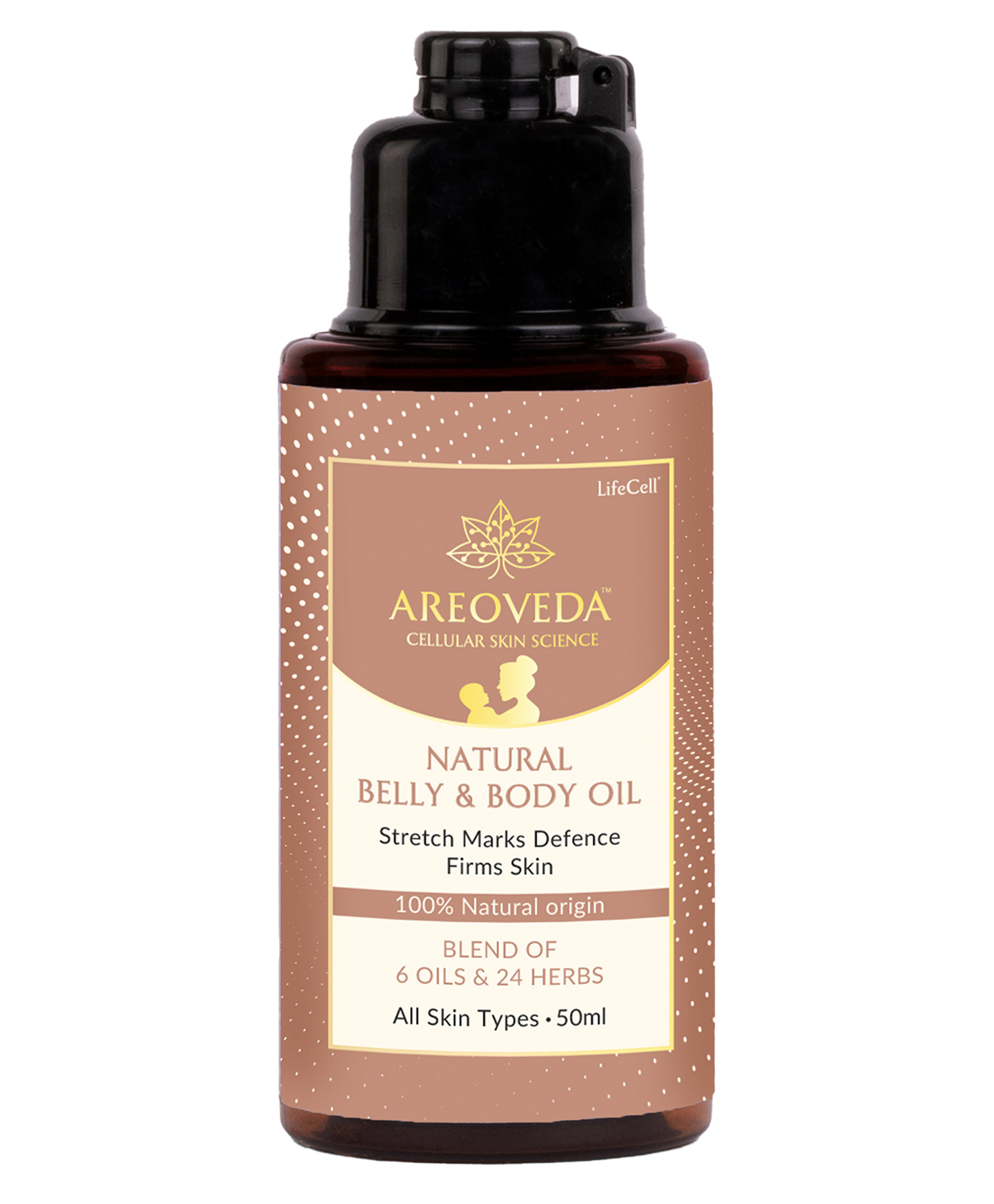 AreoVeda Post Natal Pregnancy Massage Oil Blended with 6 Oils & 24 Herb for Pain and Stress Relief for New Moms, 50ml