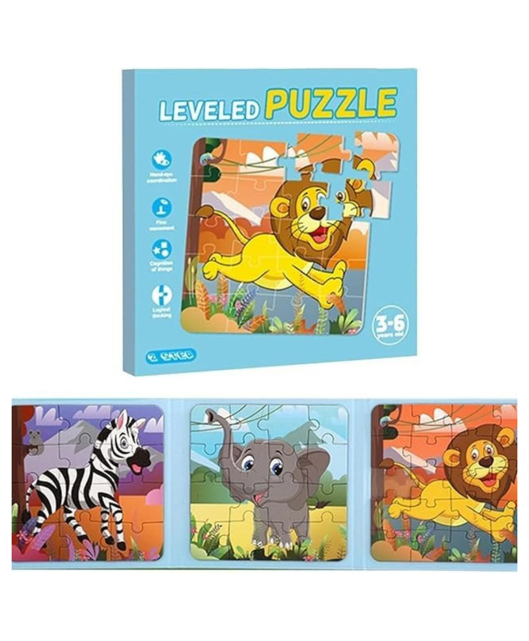 Happy Hues Animal Theme 3 in 1-Magnetic Storys Jigsaw Puzzles for Kids-12-16-20 Piece Storys Puzzles for Toddlers-Travel Games, Preschool Educational Toys 48 Pieces - Multicolor-image-18