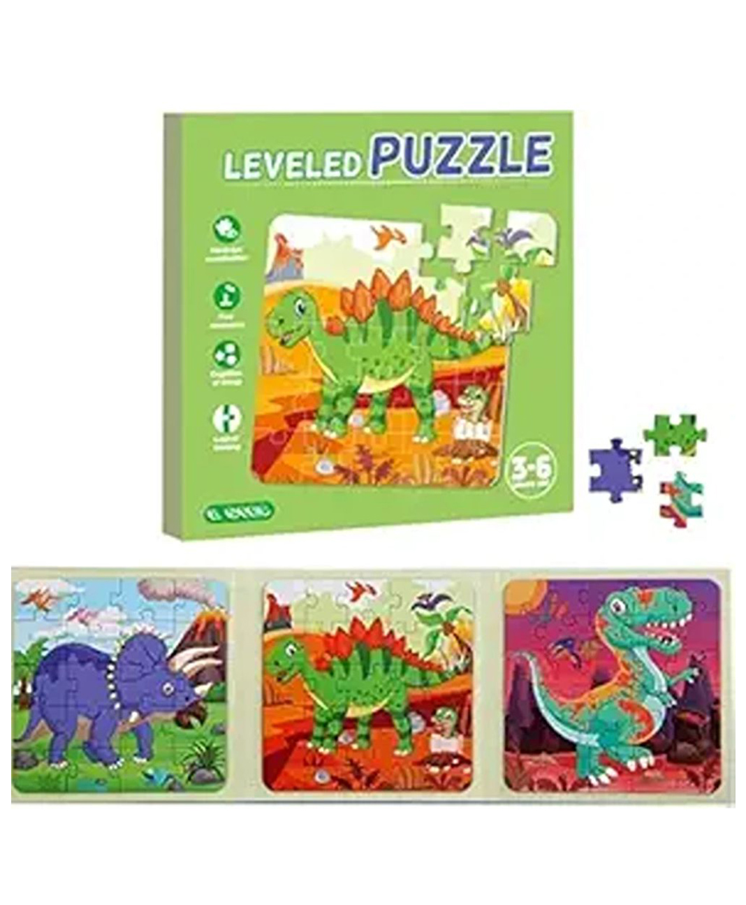 Happy Hues 3 in 1-Magnetic Dinosaur Jigsaw Puzzles for Kids- 75 Pieces for Toddlers-Travel Games, Preschool Educational Toys - Multicolor-image-17