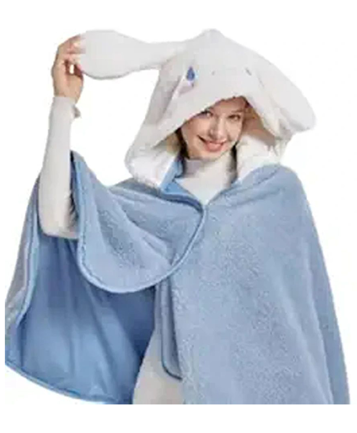 Happy Hues Wearable Hooded Blanket shawl for Kids Fluffy, Ultra-Soft Animal Hooded Blanket 70 x 140 cm Cozy Fleece for Lounging, Nap Time, Sleepovers & Gifting Blue-image-34