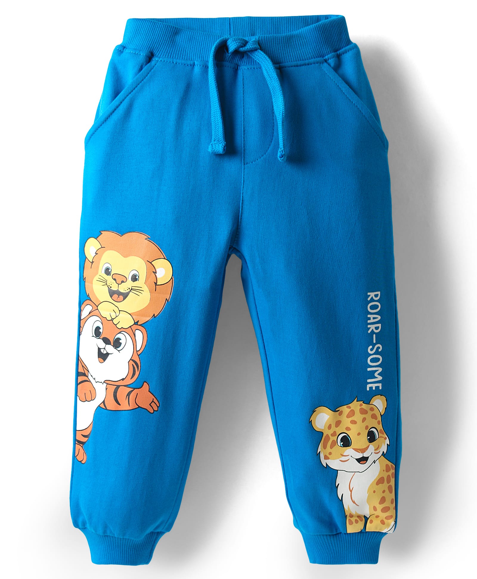 Babyhug Cotton Terry Knit Full Length Lounge Pant With Animals Print - Blue-picture-14