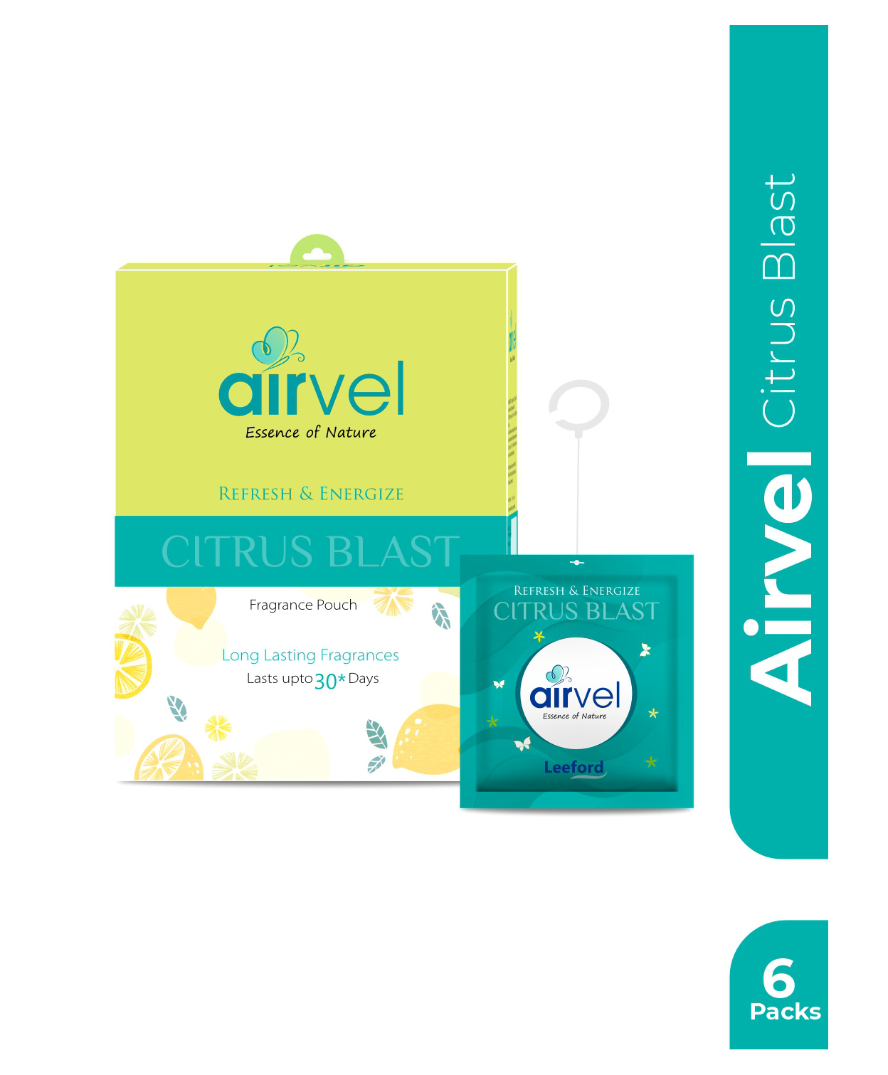 Airvel Citrus Blast Fragrance Pouch Air Freshener For Amazing Fragrance Helps to Remove Bad Odour for office & home (6 x 10g)-picture-19
