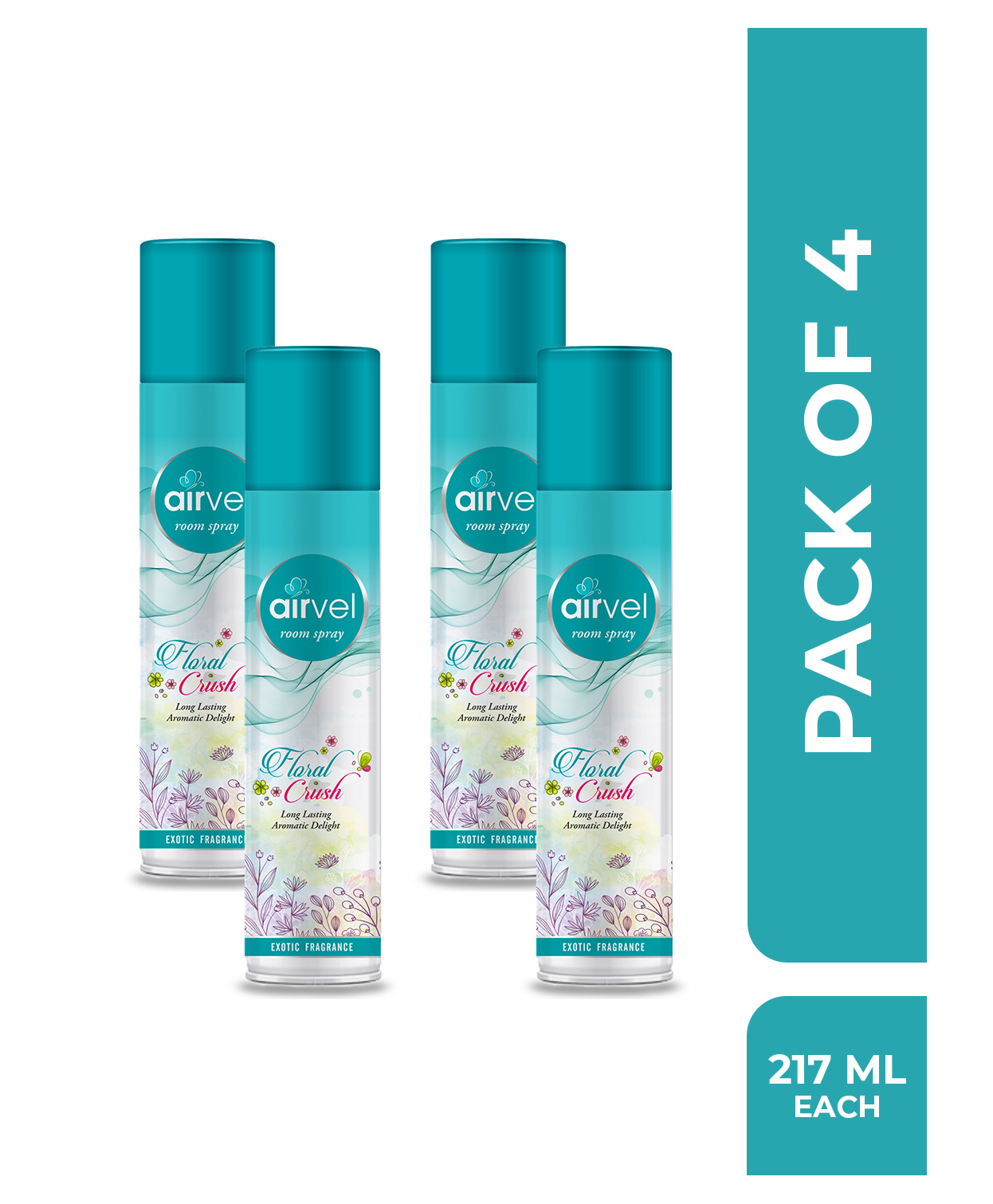 Airvel Floral Crush Room Spray Aromatic Fresh Fragrance for Home, Car Perfume Spray 217ml (Pack of 4)-image-28