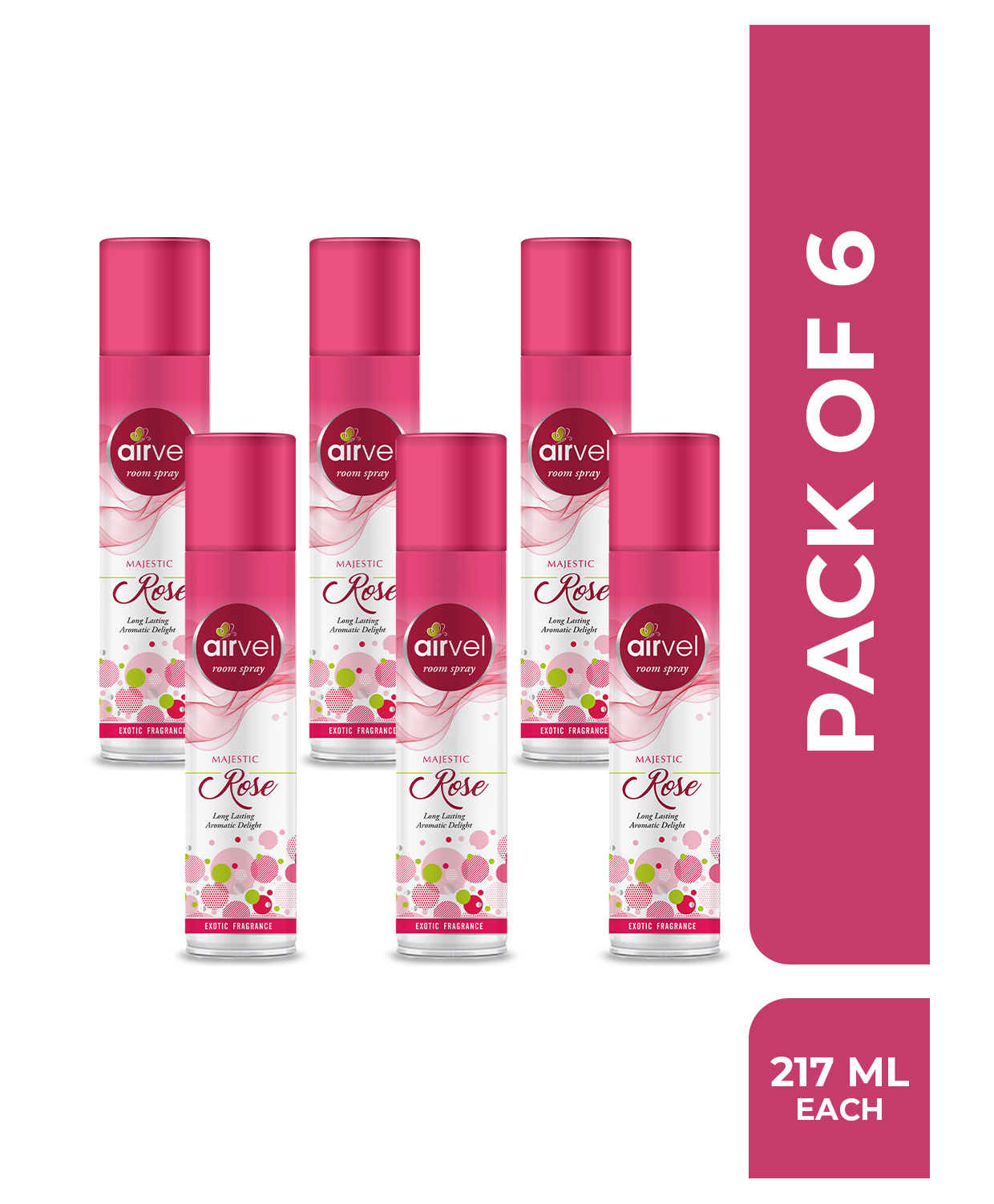 Airvel Rose Flavour Room Spray | Room Freshener | Air Freshener | Aromatic Fresh Fragrance | Room Spray for Home | Car Perfume Spray 217ml (Pack of 6)-image-10