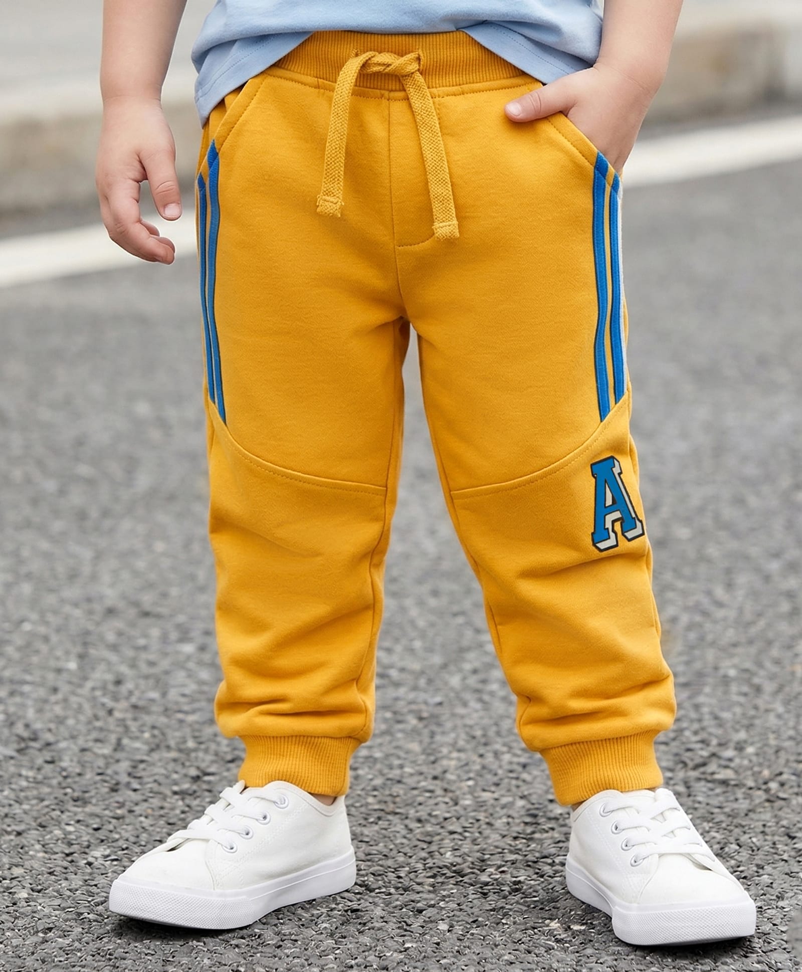 Babyhug Cotton Terry Knit Full Length Cut & Sew Lounge Pants - Yellow-picture-19