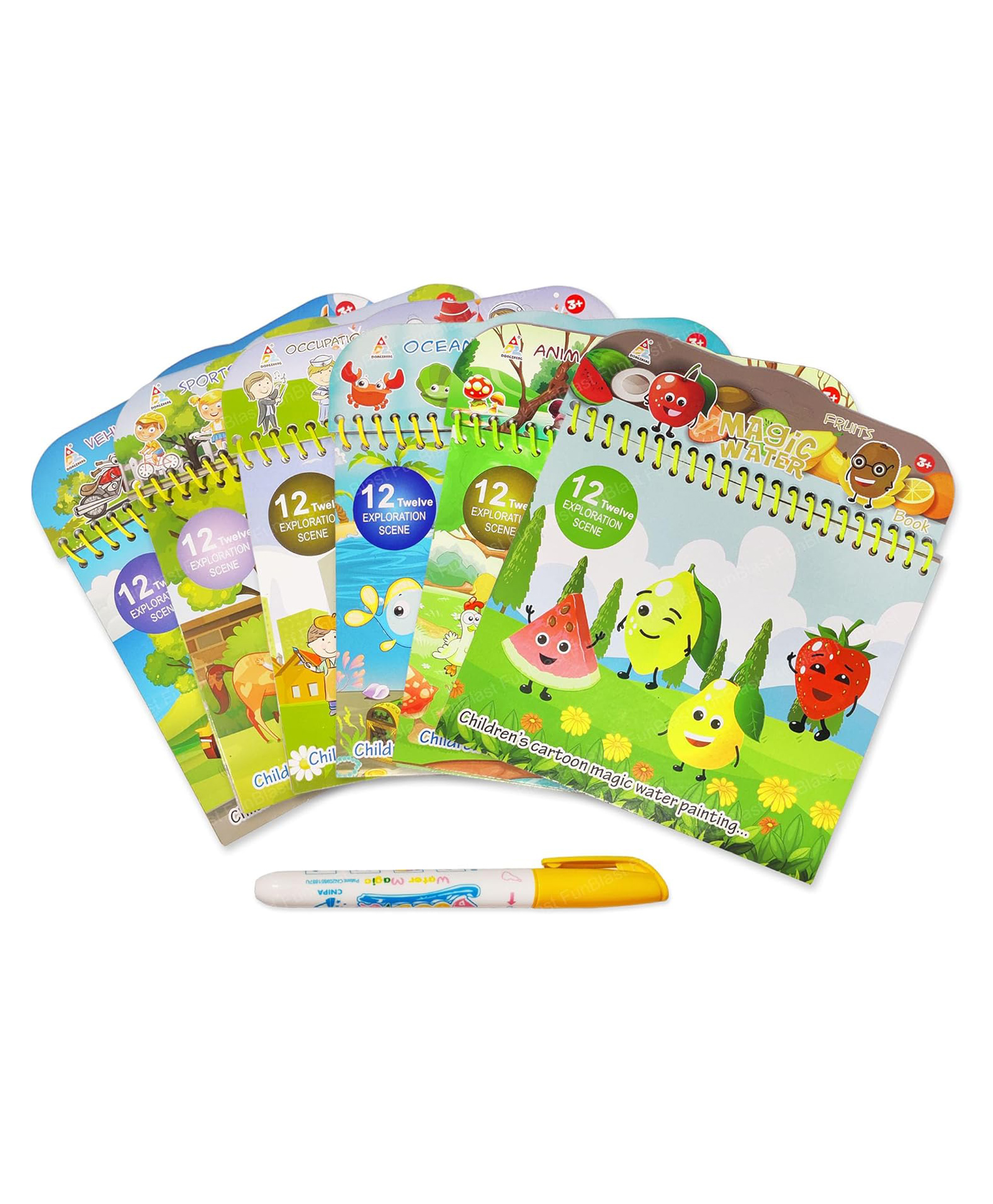 Reusable Magic Water Painting Books with Magic Doodle Pen Pack of 6 - English-image-32