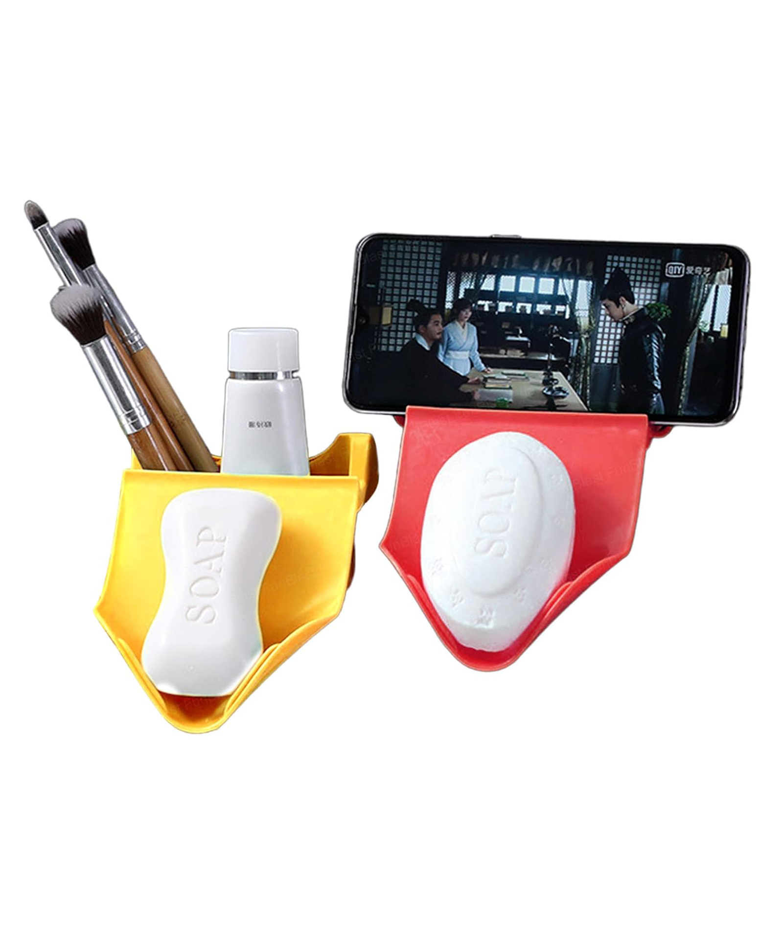 FunBlast Soap Stand Holder with Wall Mounted Sticker Pack of 2 Multicolor-image-47