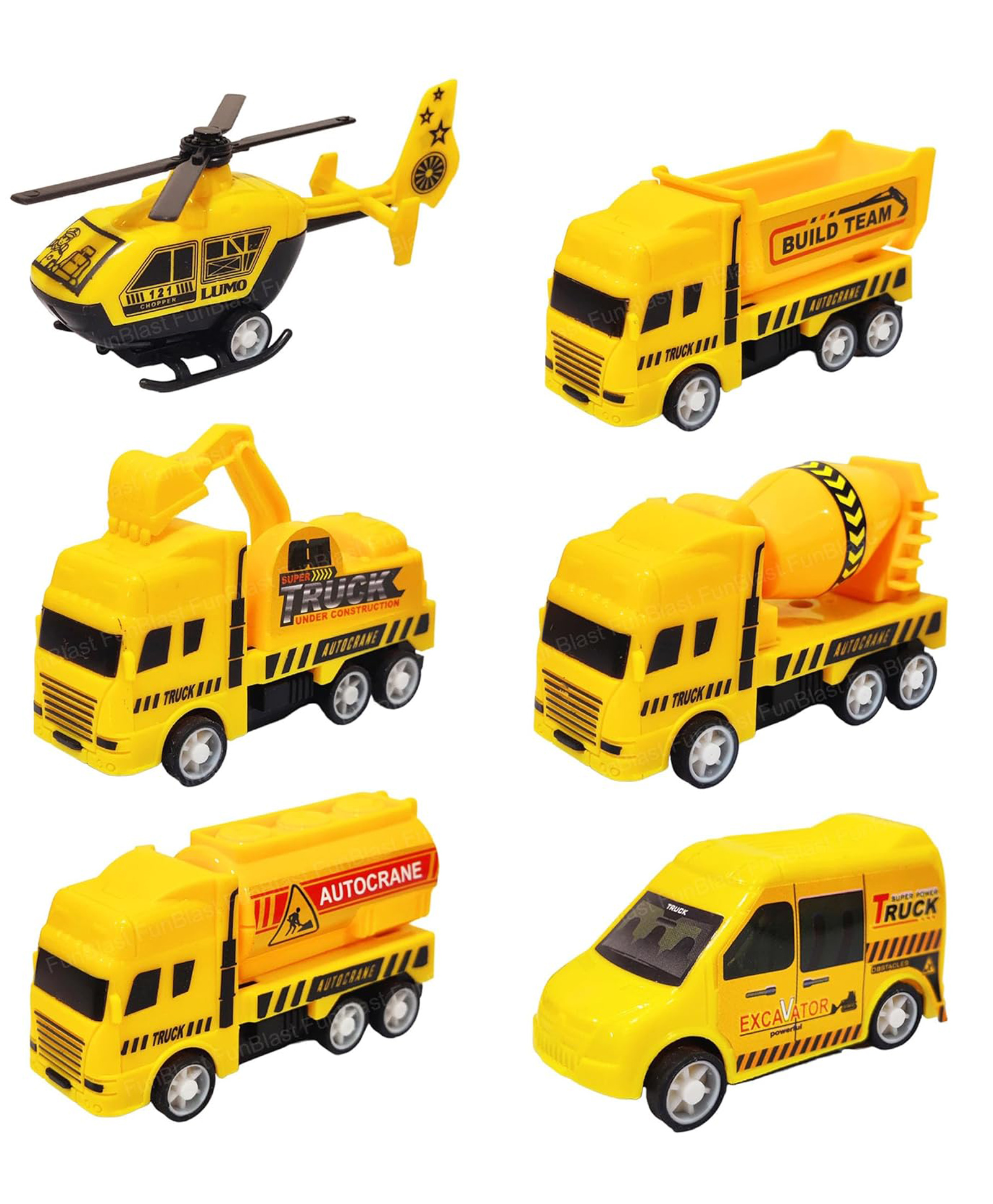 FunBlast Friction Power Mini Construction Vehicle Toys Playset for Kids 6 Pcs Multicolor-image-32