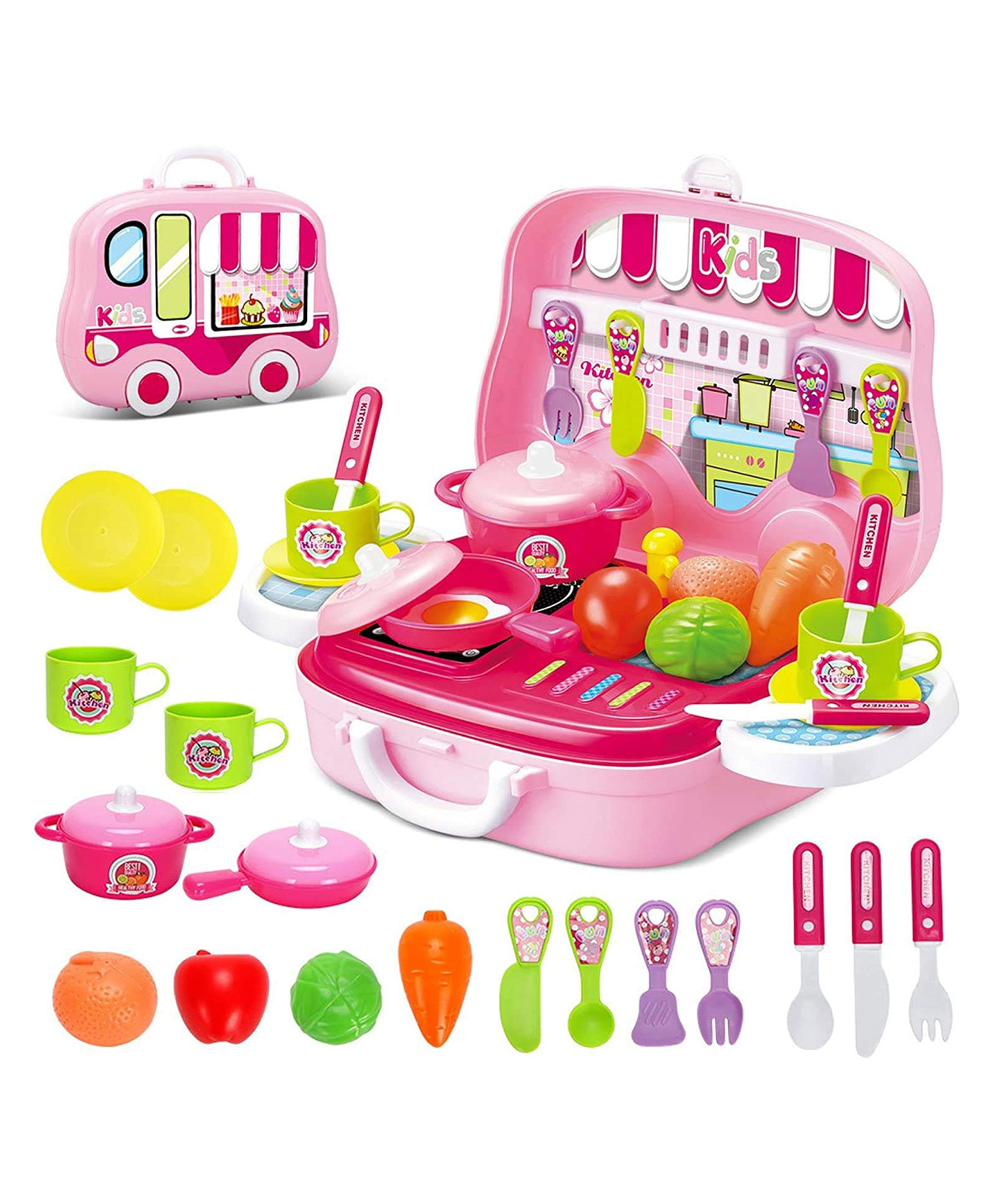 FunBlast Kitchen Set Toys with Carry Case for Kids 26 Pcs Multicolor-picture-18