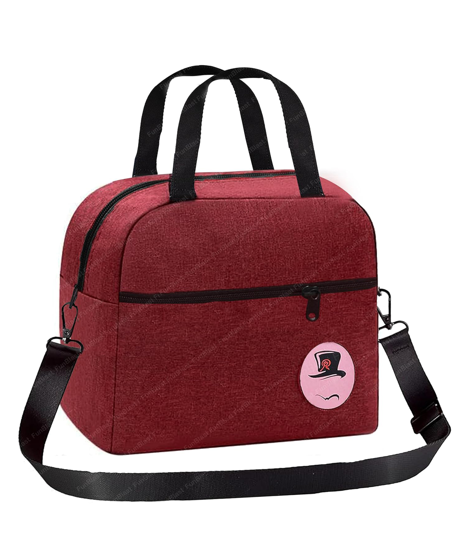 FunBlast Multi-Purpose Insulated Travel Lunch Bag for Office Pack of 1 Maroon-image-36