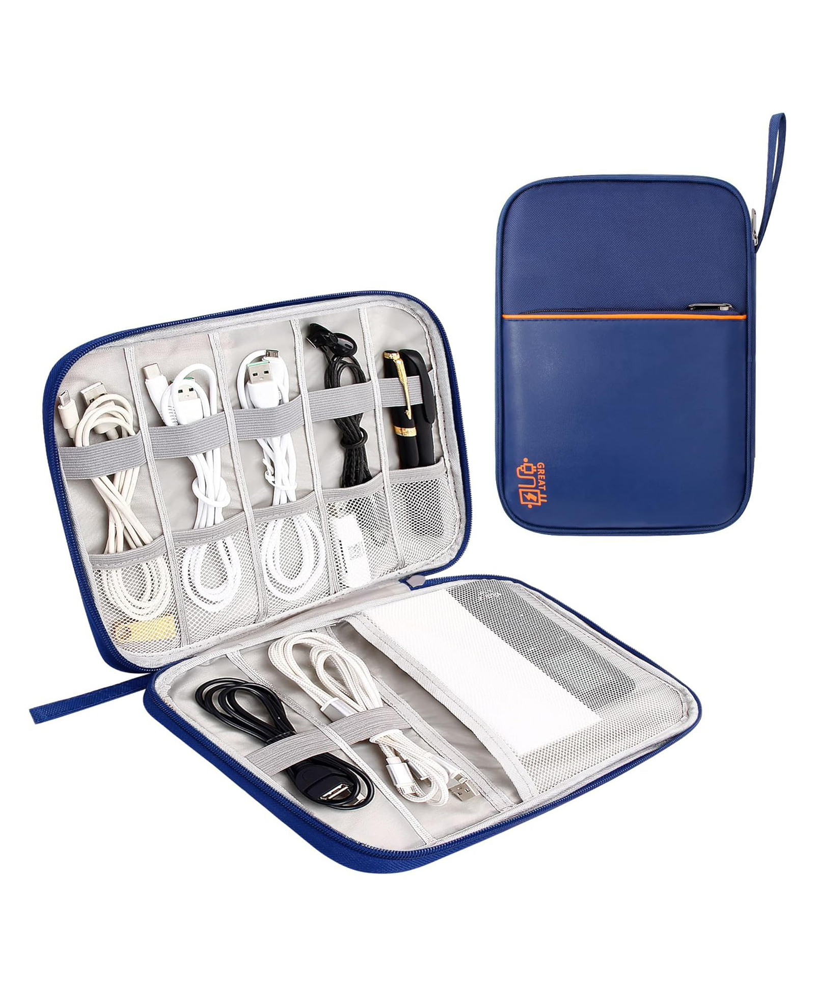 FunBlast Multipurpose Zipper Electronic Accessories Storage Case - Blue-image-2