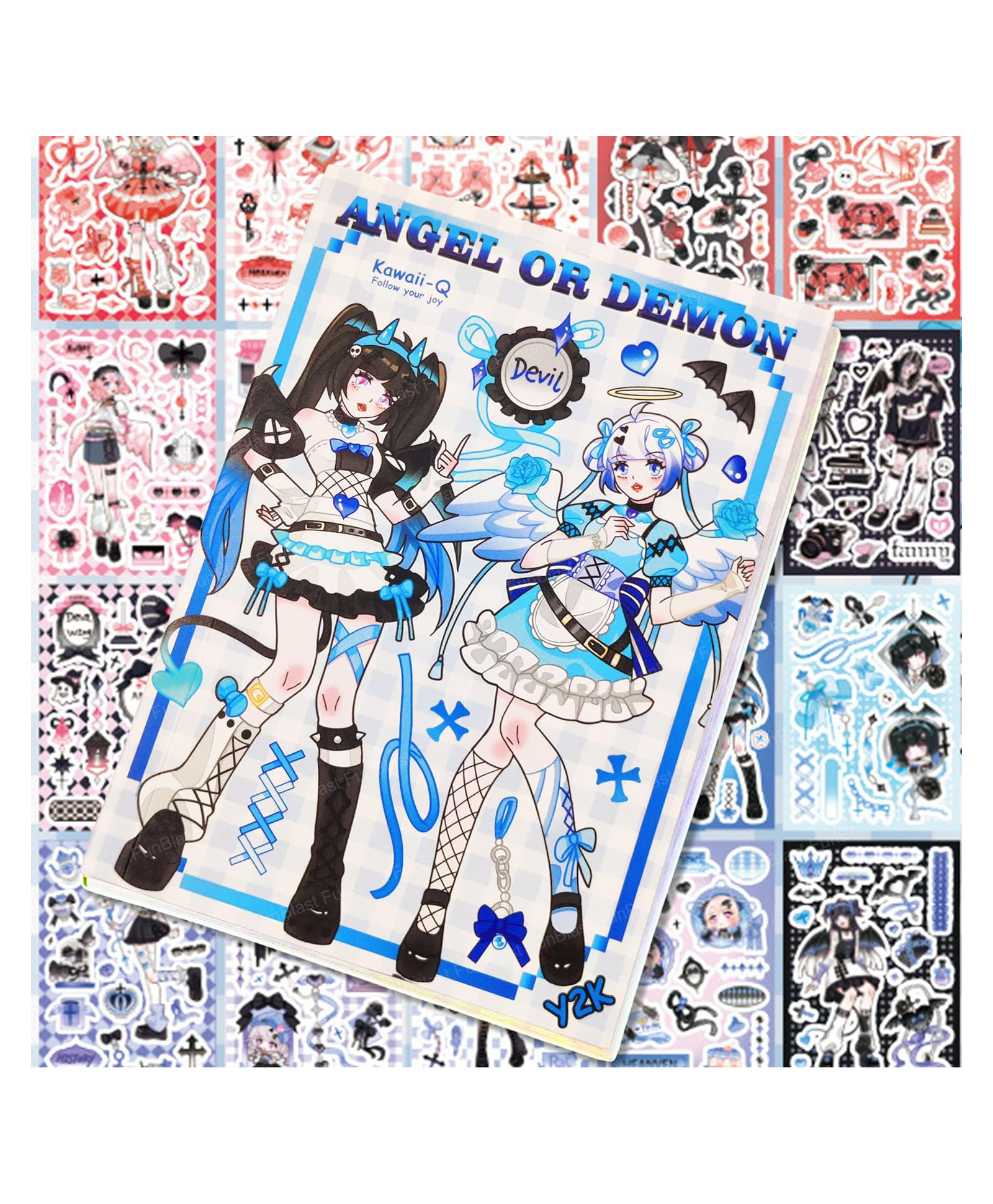 FunBlast Cartoon Theme Japanese Style Decorative Stickers Book - 20 Sheets Blue-image-44