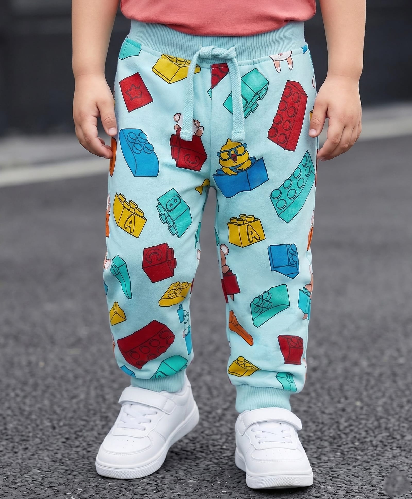 Babyhug Cotton Terry Knit Full Length Lounge Pants With Toy Print - Light Blue-picture-26