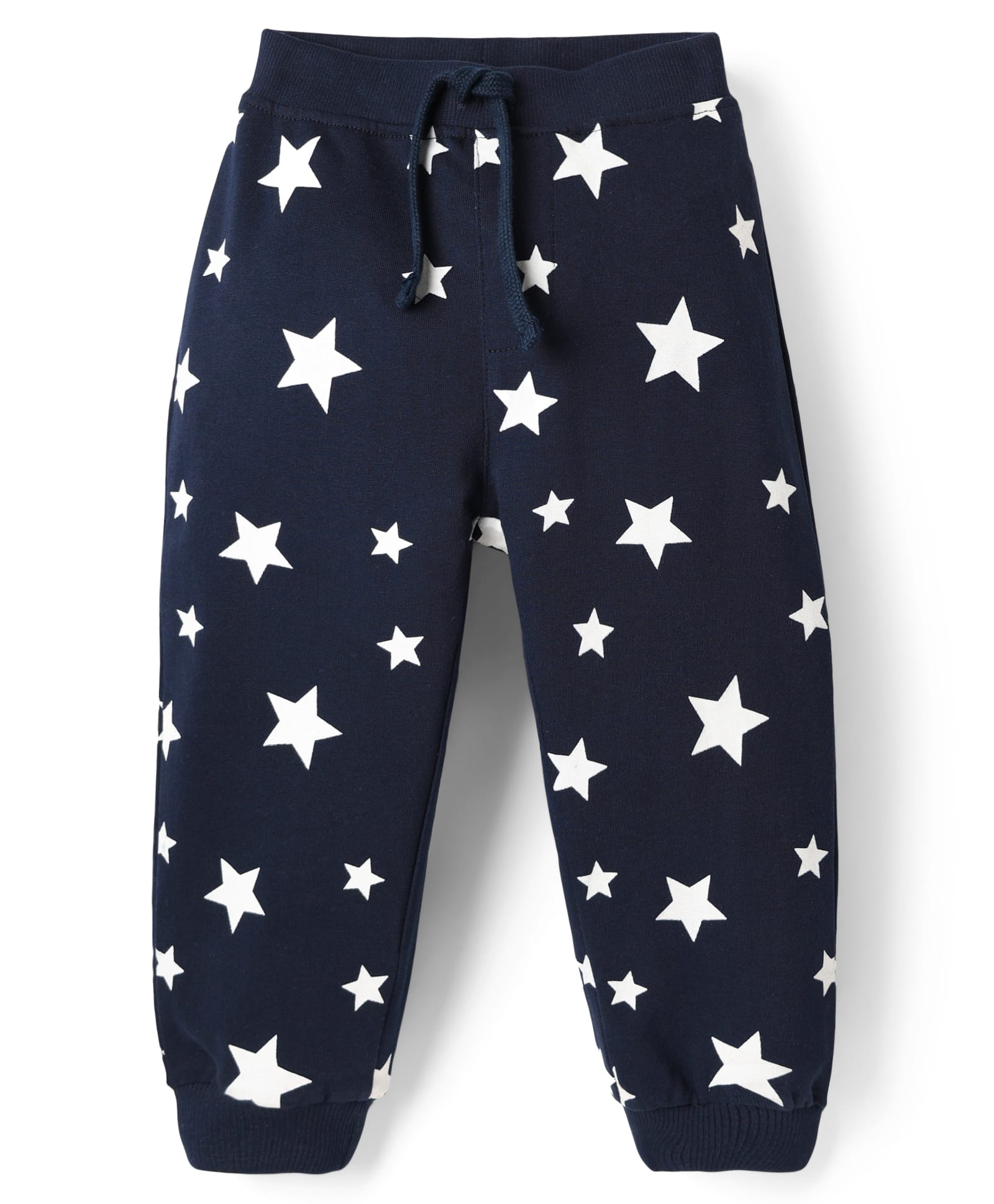 Babyhug Cotton Terry Knit Full Length Lounge Pant with Star Print - Navy Blue-picture-35